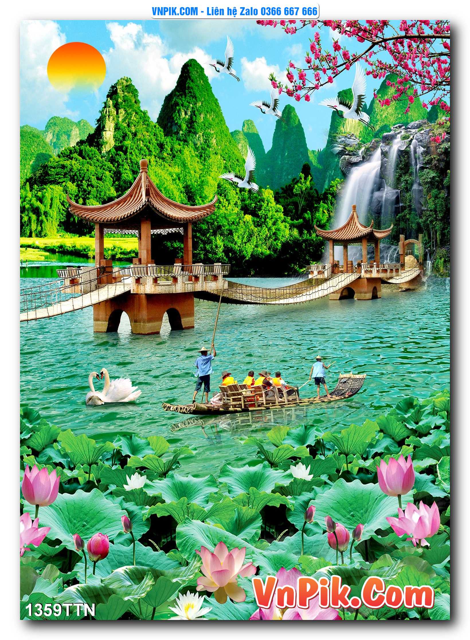 Tranh thác nước – Tranh phong thủy – Tranh treo tường mã 1359TTN