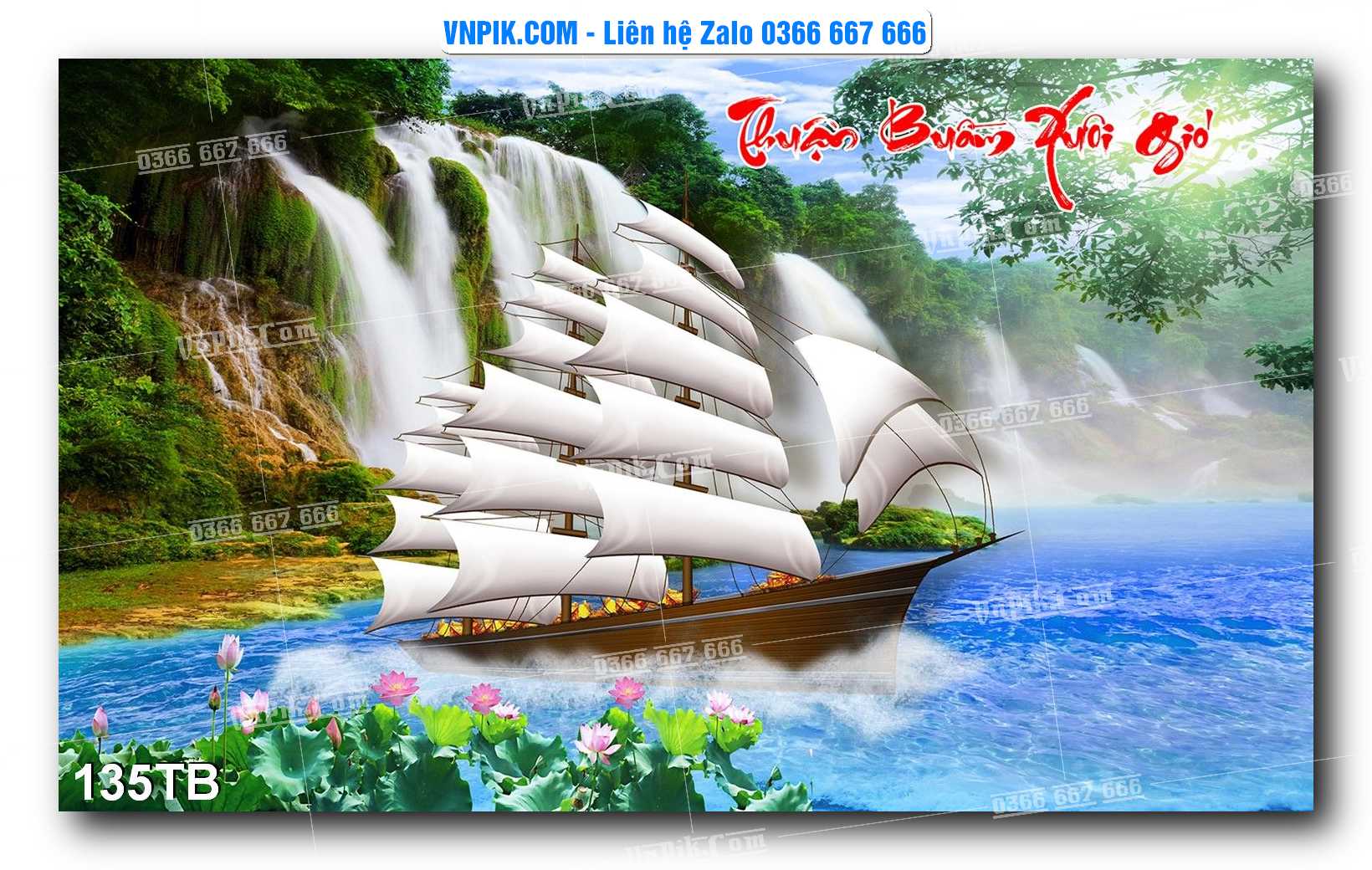 Tranh thuận buồm xuôi gió file PSD mẫu 135TB