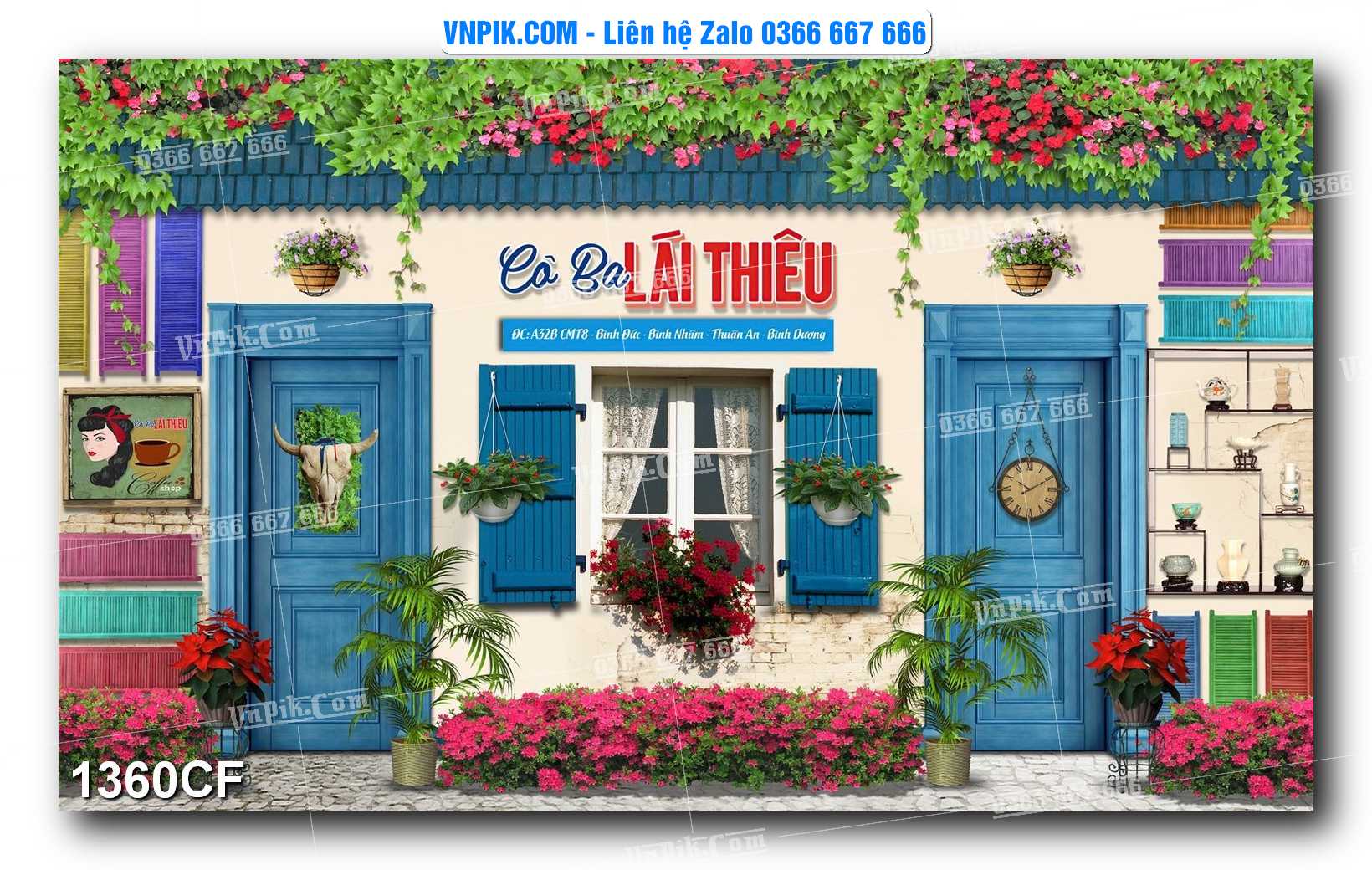 Tranh tường trang trí quán cà phê – trà chanh – trà sữa mã 1360CF