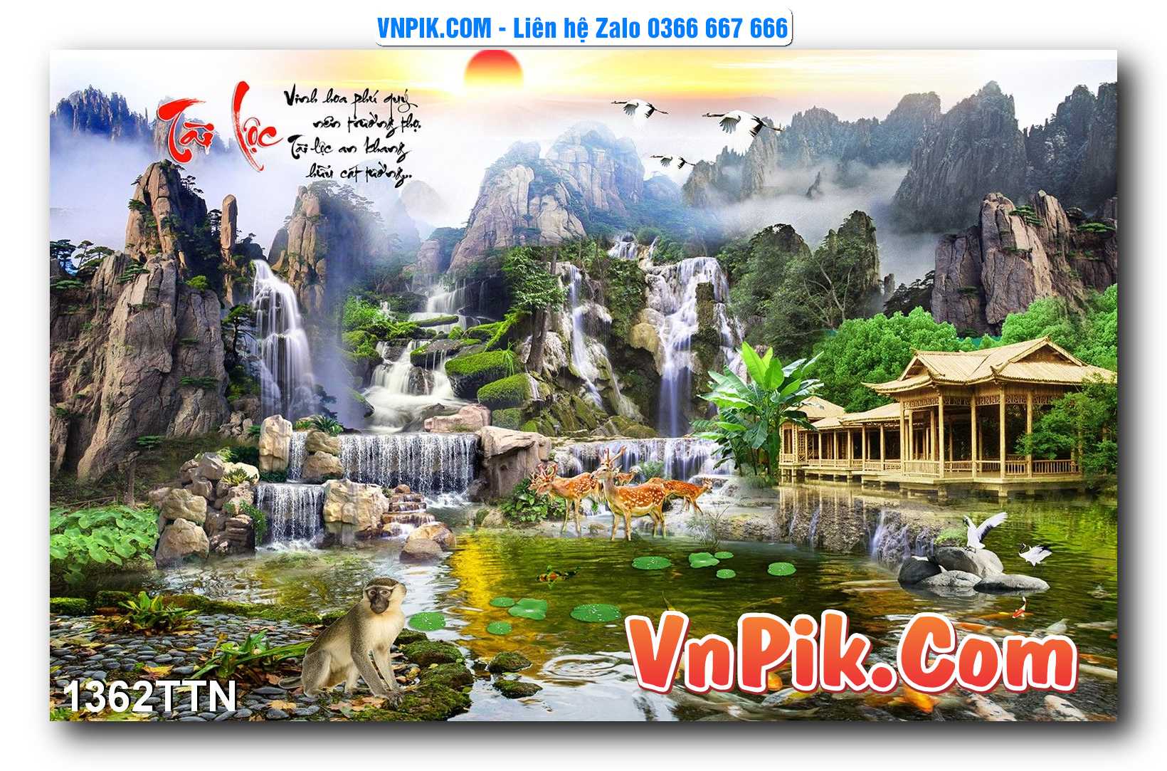 Tranh thác nước – Tranh phong thủy – Tranh treo tường mã 1362TTN