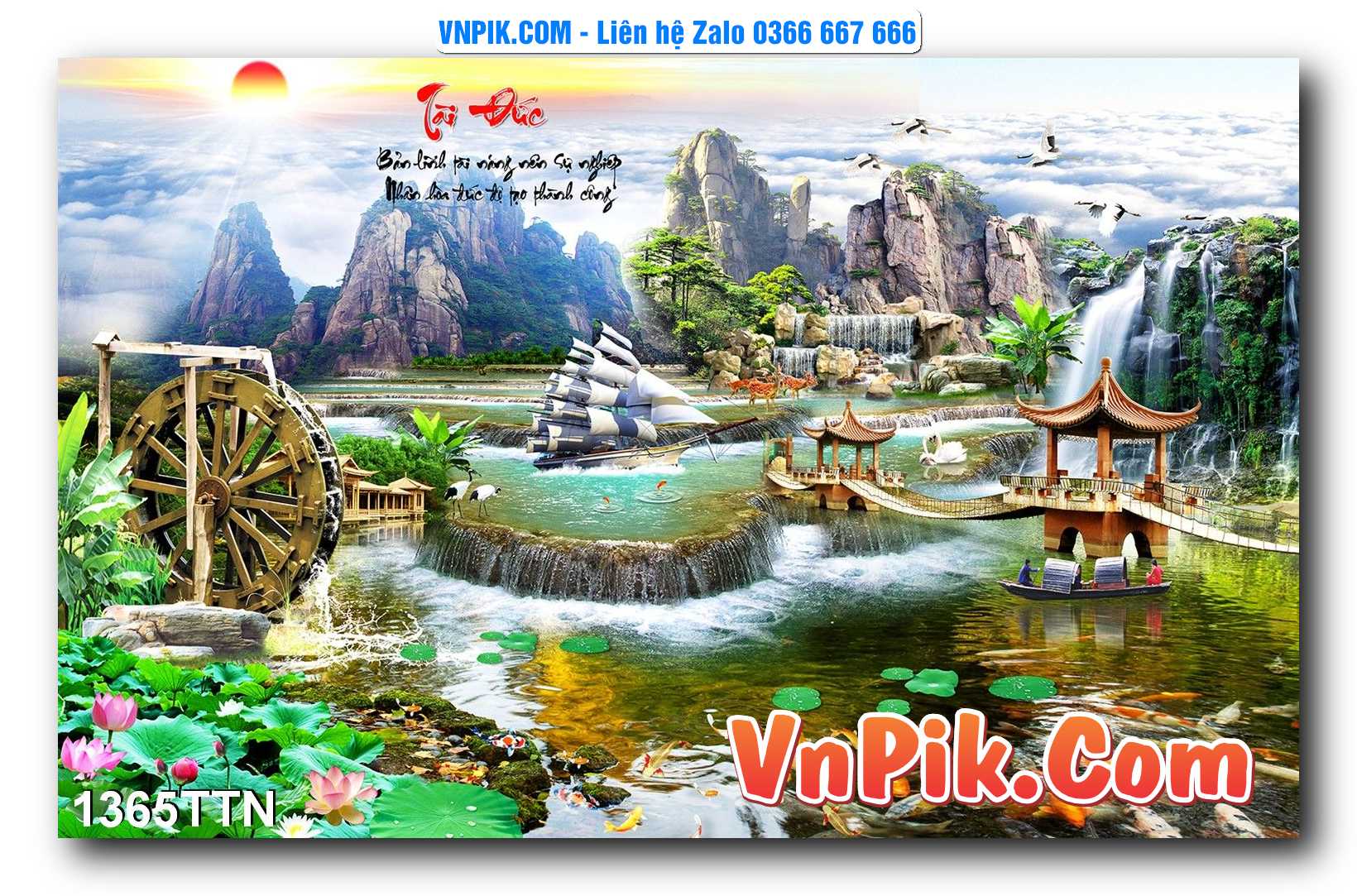 Tranh thác nước – Tranh phong thủy – Tranh treo tường mã 1365TTN