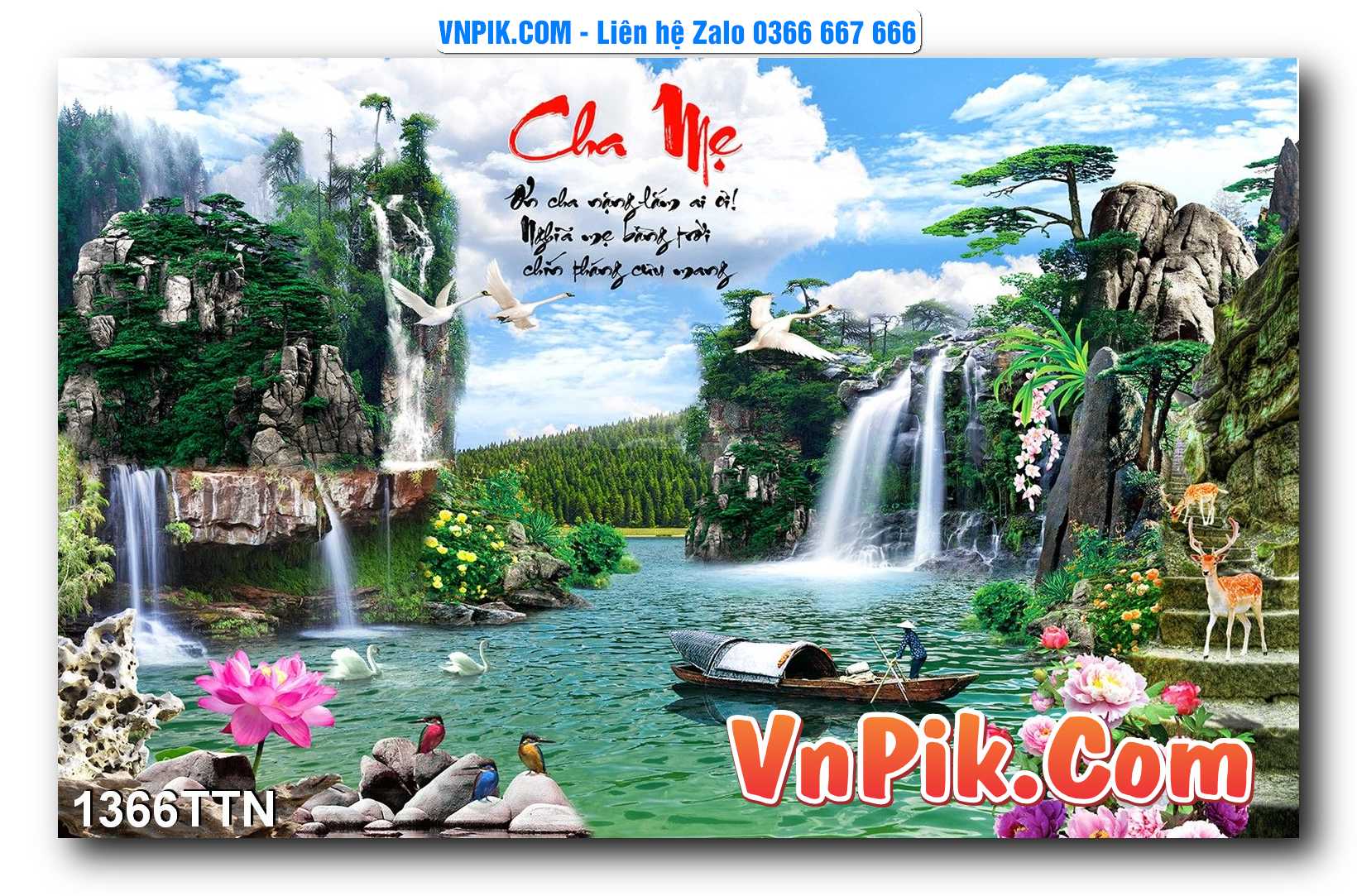 Tranh thác nước – Tranh phong thủy – Tranh treo tường mã 1366TTN