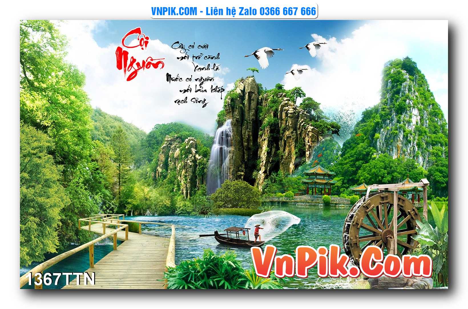 Tranh thác nước – Tranh phong thủy – Tranh treo tường mã 1367TTN