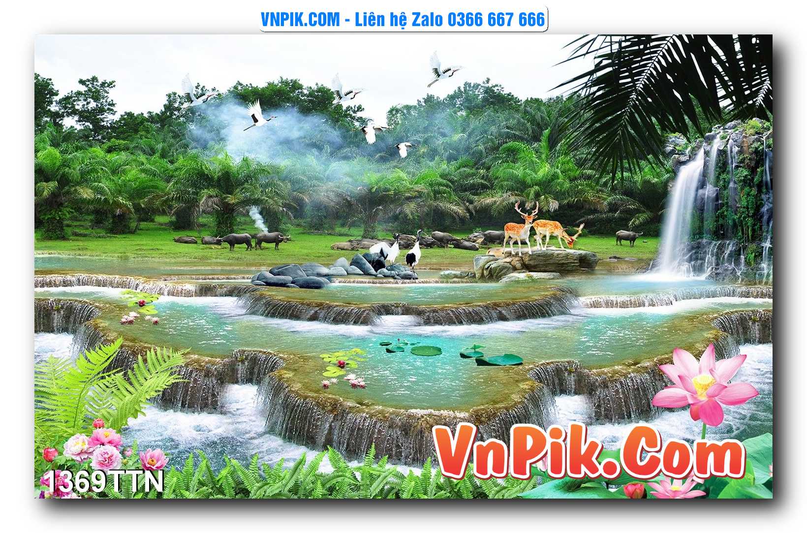 Tranh thác nước – Tranh phong thủy – Tranh treo tường mã 1369TTN
