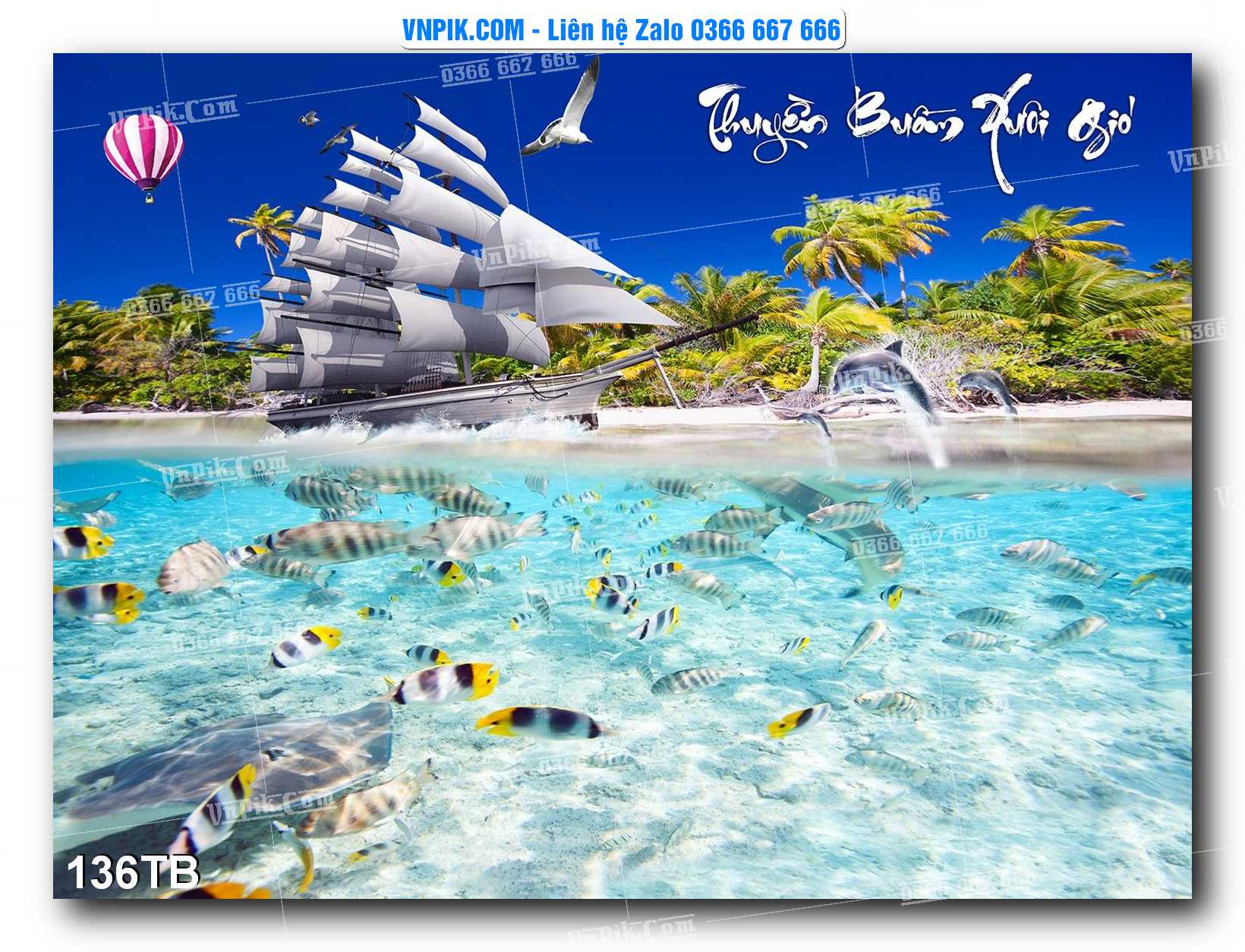 Tranh thuận buồm xuôi gió file PSD mẫu 136TB
