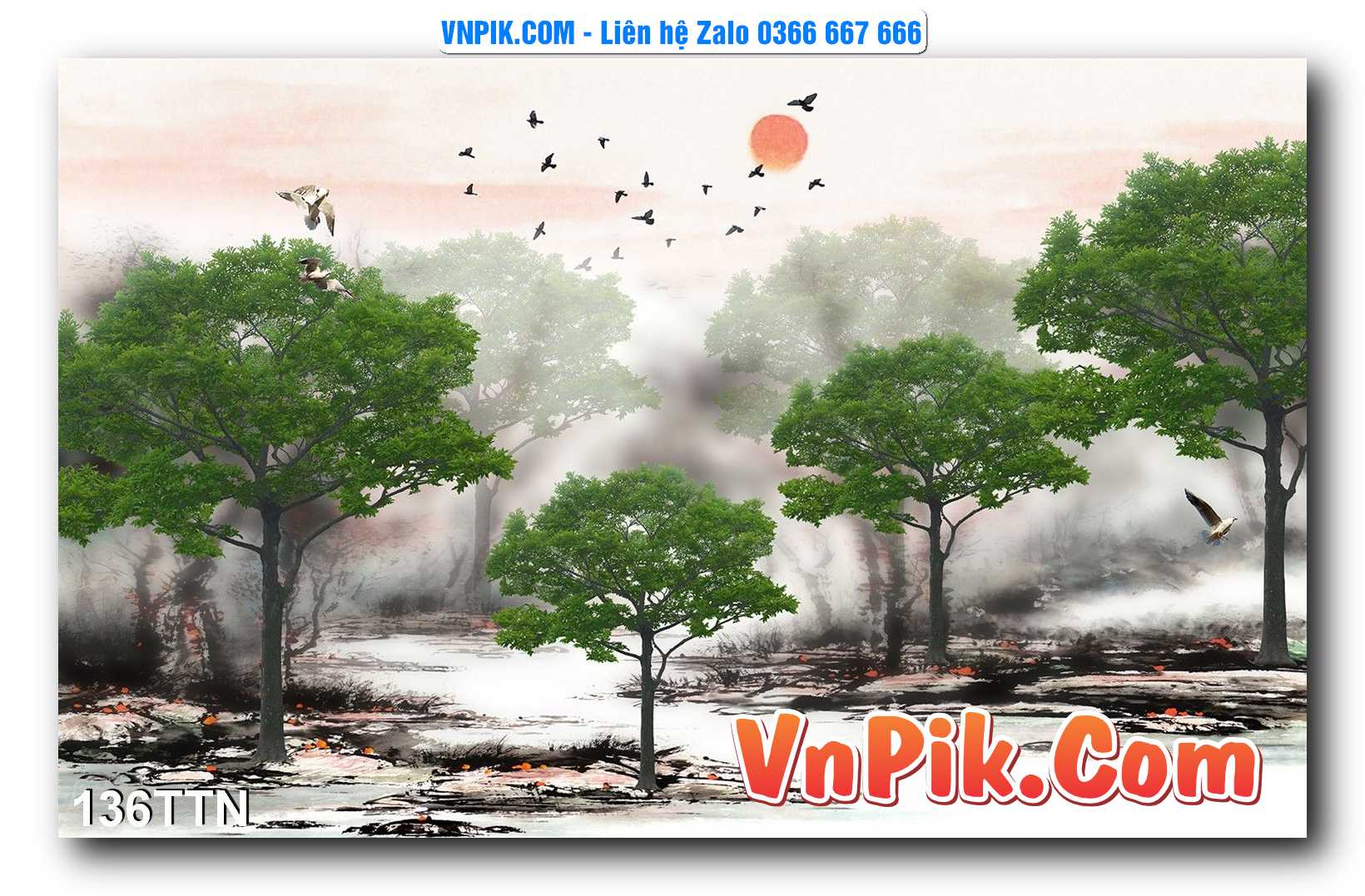 Tranh thác nước – Tranh phong thủy – Tranh treo tường mã 136TTN