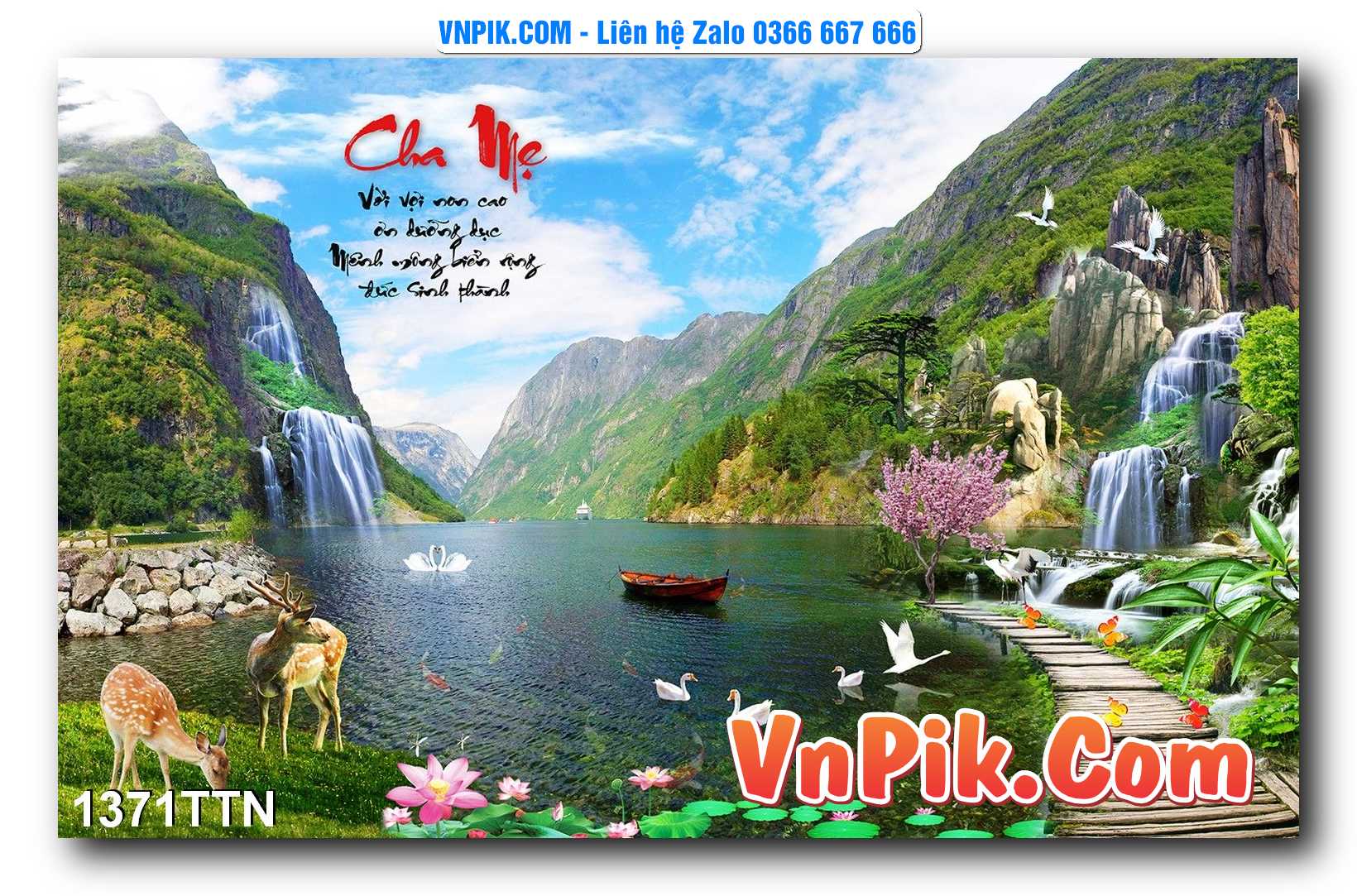 Tranh thác nước – Tranh phong thủy – Tranh treo tường mã 1371TTN
