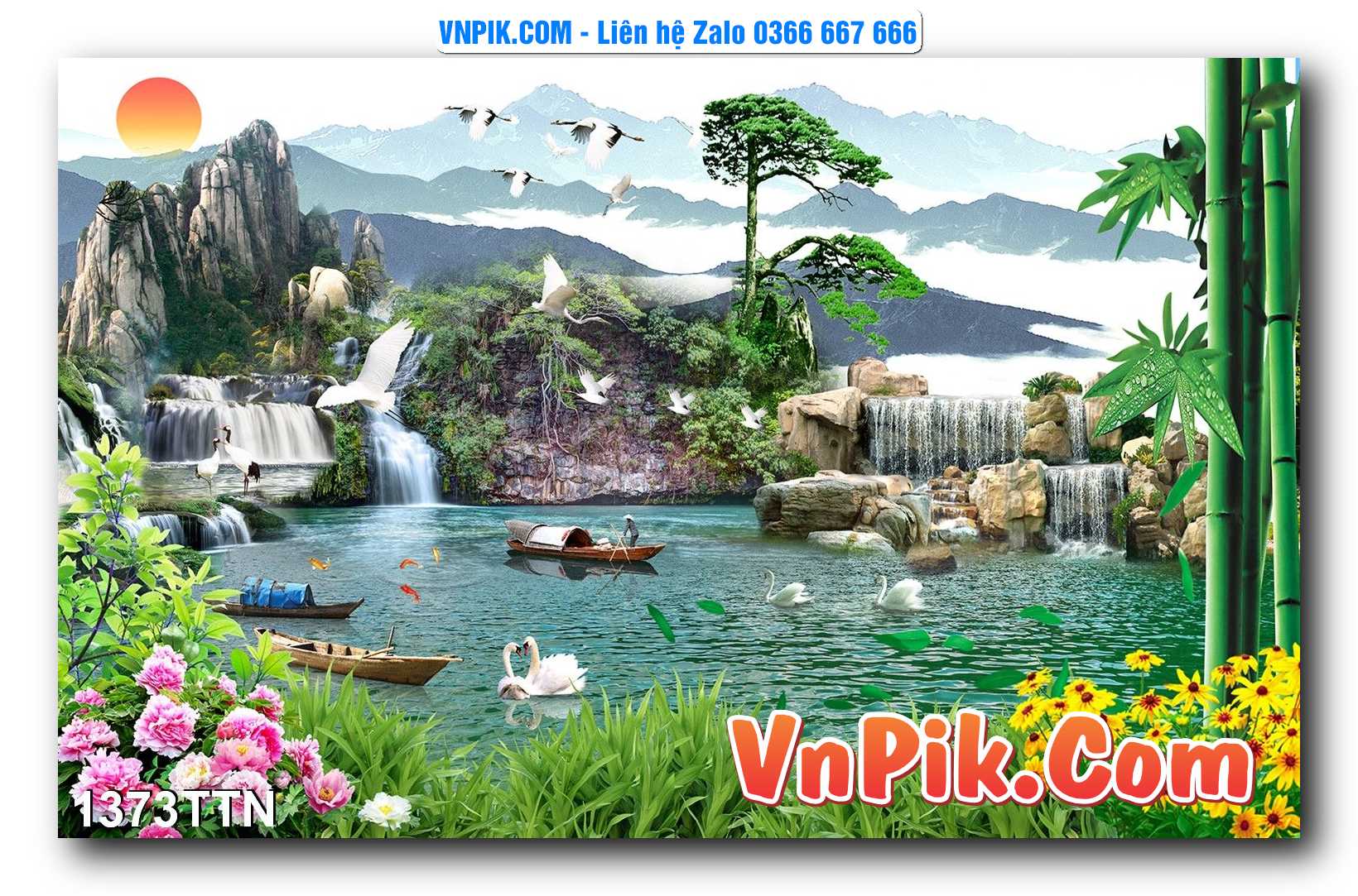 Tranh thác nước – Tranh phong thủy – Tranh treo tường mã 1373TTN