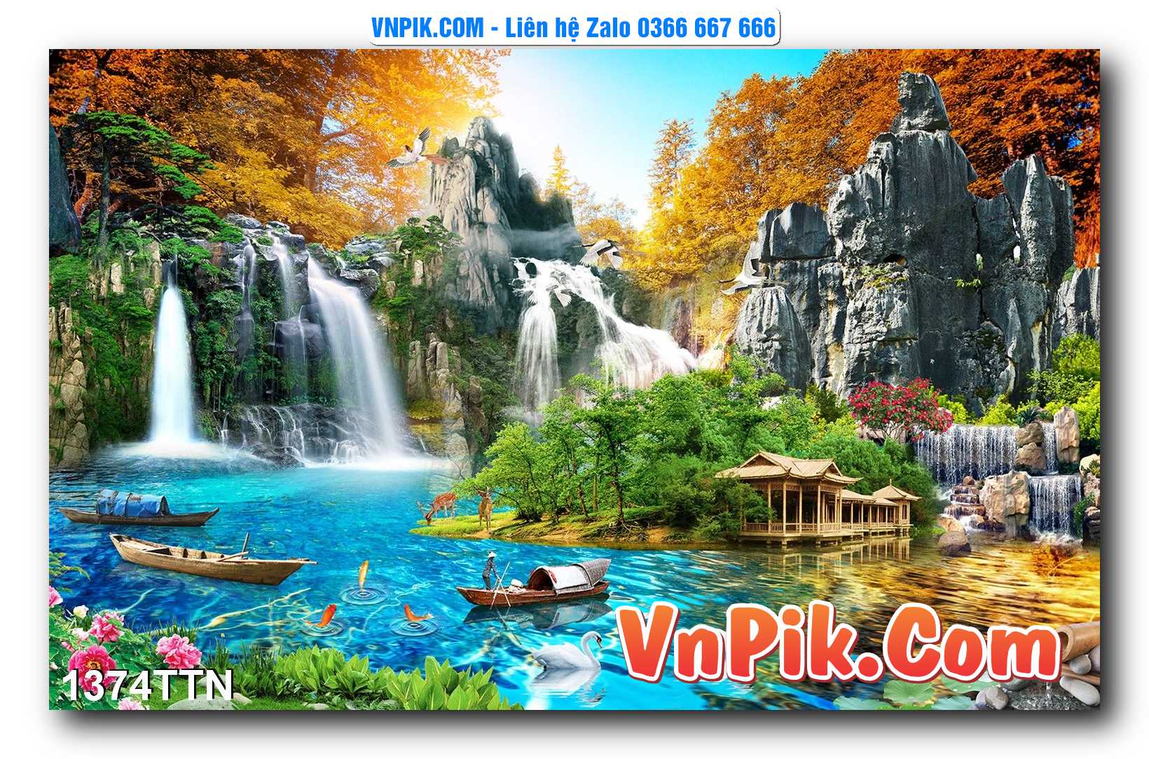 Tranh thác nước – Tranh phong thủy – Tranh treo tường mã 1374TTN