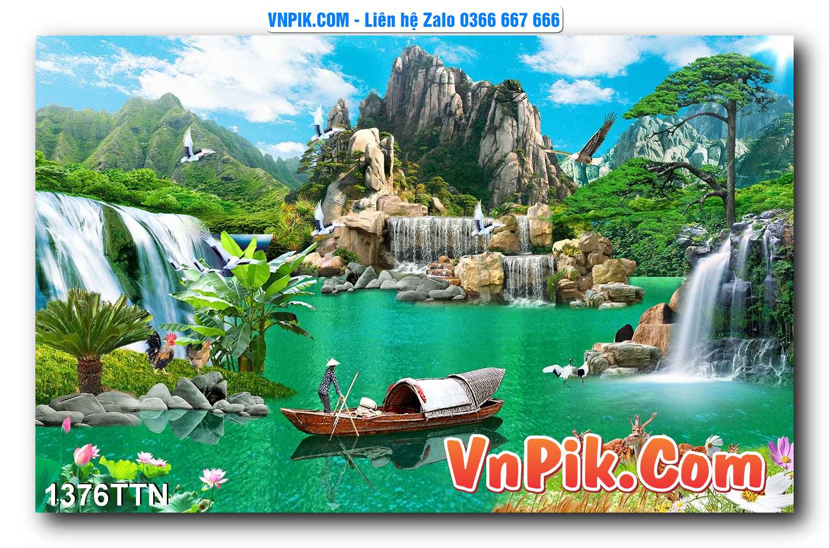 Tranh thác nước – Tranh phong thủy – Tranh treo tường mã 1376TTN