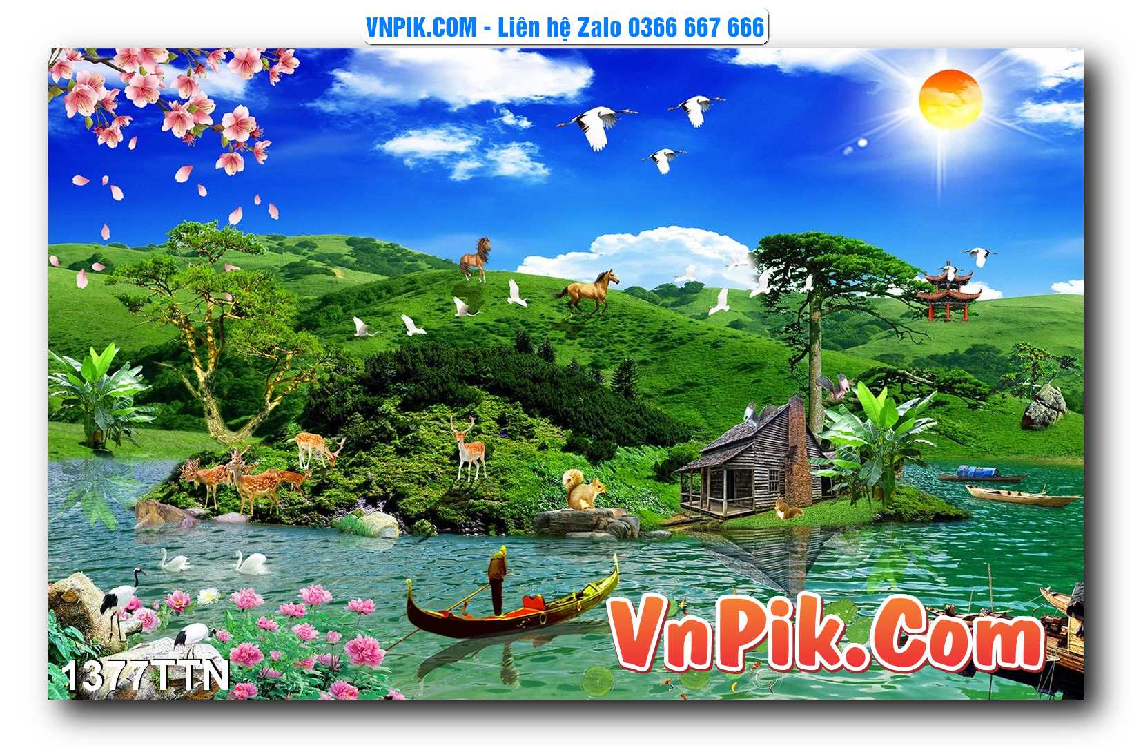 Tranh thác nước – Tranh phong thủy – Tranh treo tường mã 1377TTN