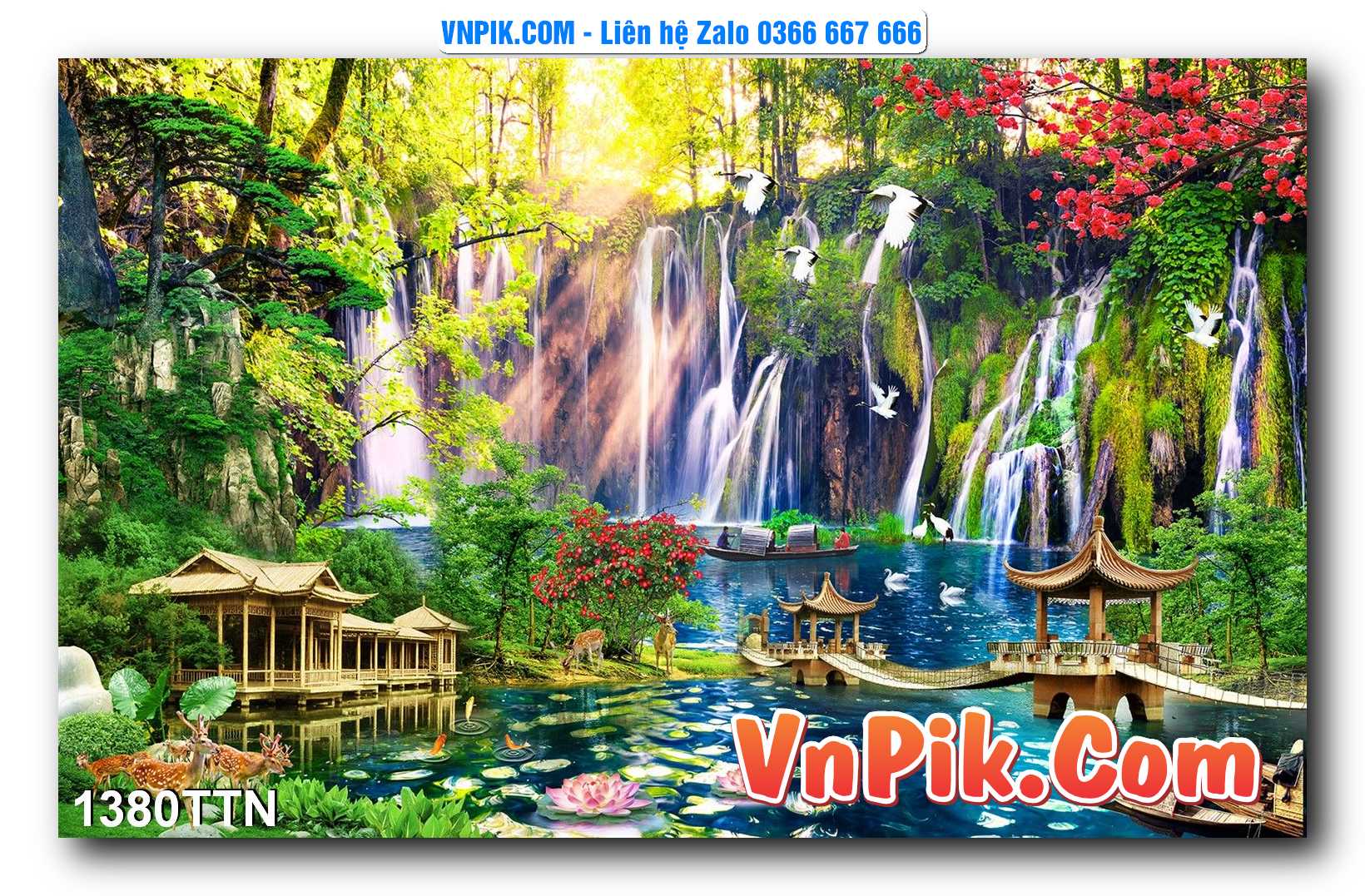 Tranh thác nước – Tranh phong thủy – Tranh treo tường mã 1380TTN