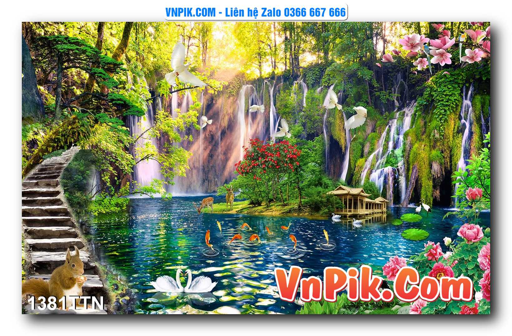 Tranh thác nước – Tranh phong thủy – Tranh treo tường mã 1381TTN