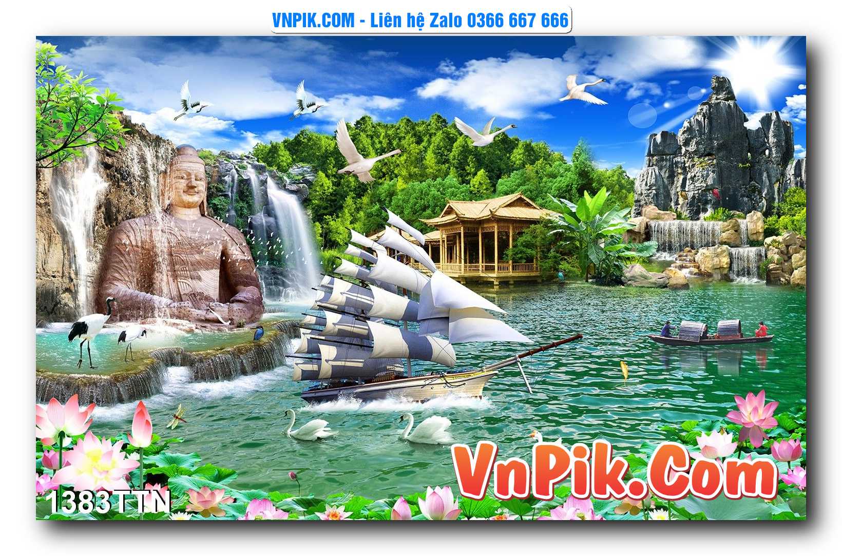 Tranh thác nước – Tranh phong thủy – Tranh treo tường mã 1383TTN