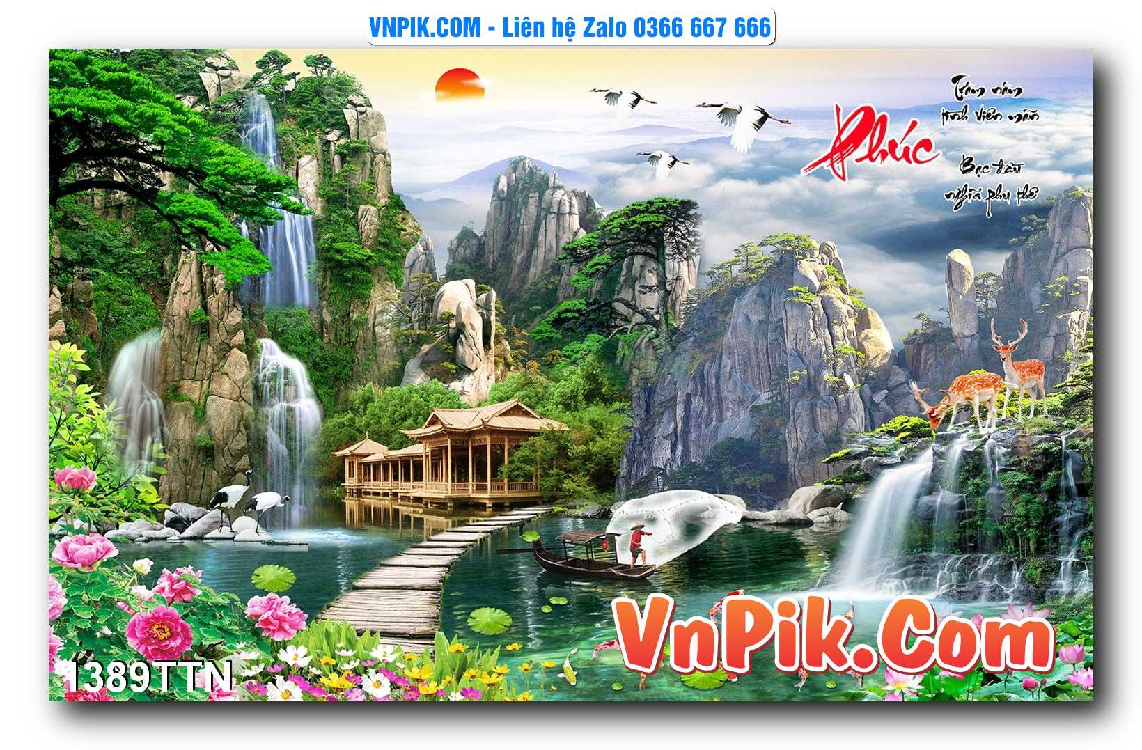 Tranh thác nước – Tranh phong thủy – Tranh treo tường mã 1389TTN