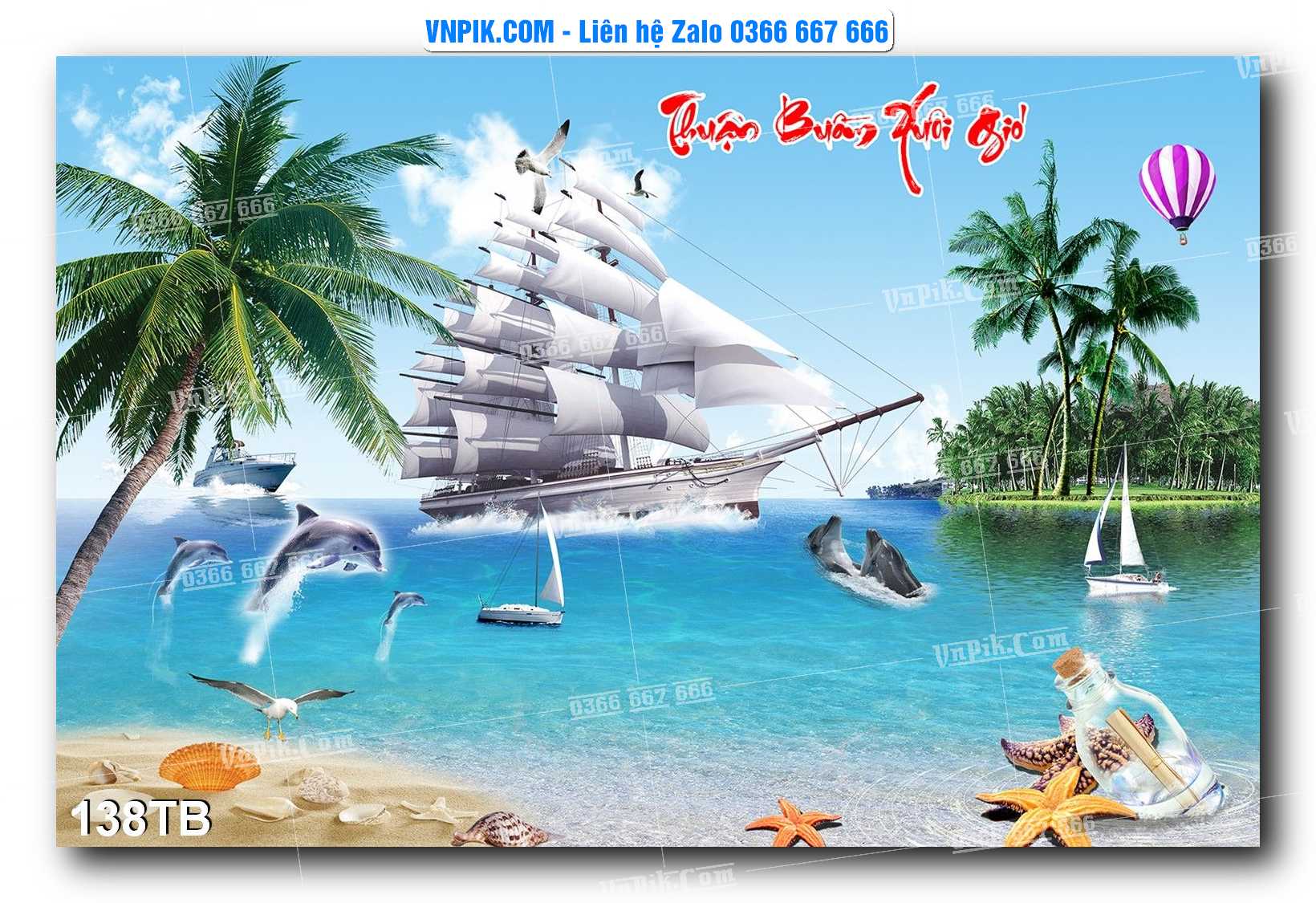 Tranh thuận buồm xuôi gió file PSD mẫu 138TB