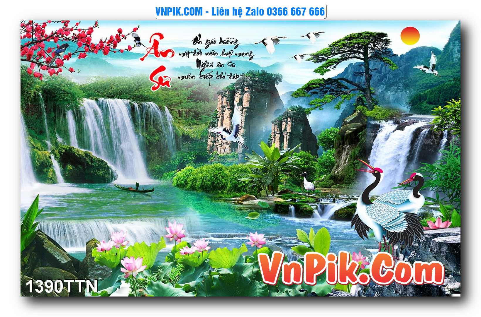 Tranh thác nước – Tranh phong thủy – Tranh treo tường mã 1390TTN