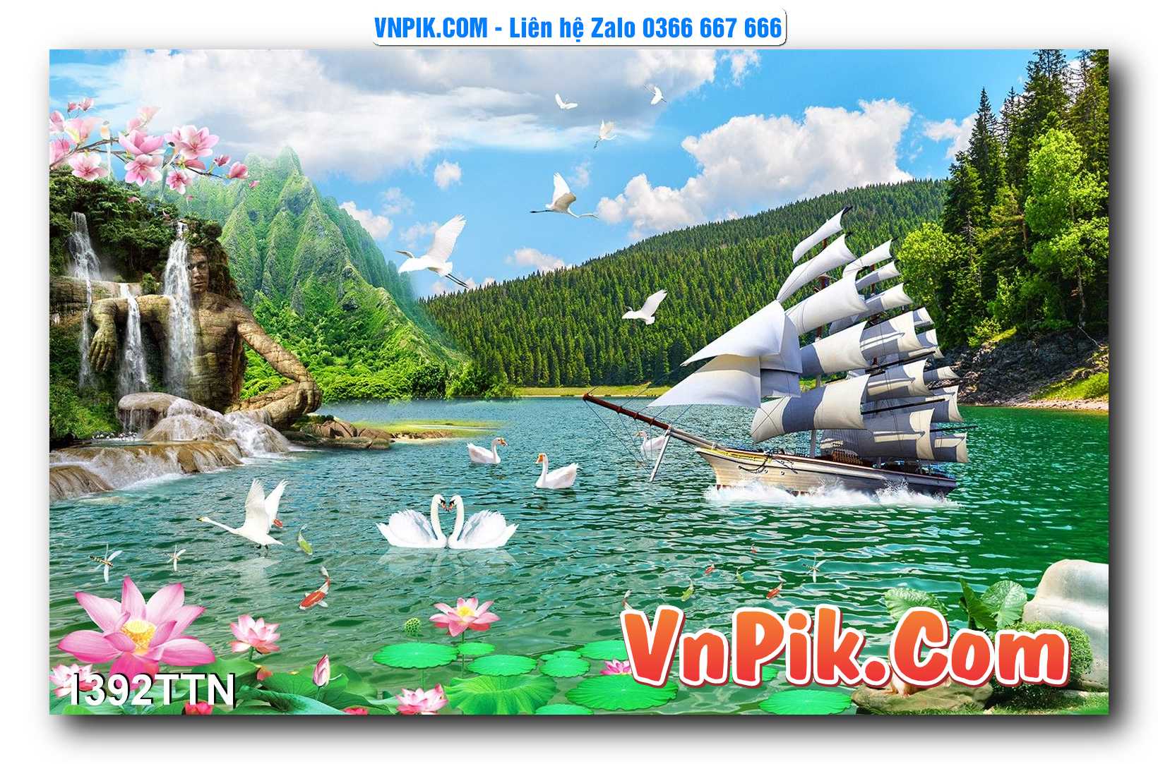 Tranh thác nước – Tranh phong thủy – Tranh treo tường mã 1392TTN