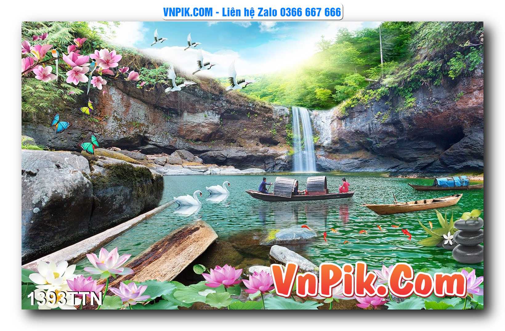 Tranh thác nước – Tranh phong thủy – Tranh treo tường mã 1393TTN