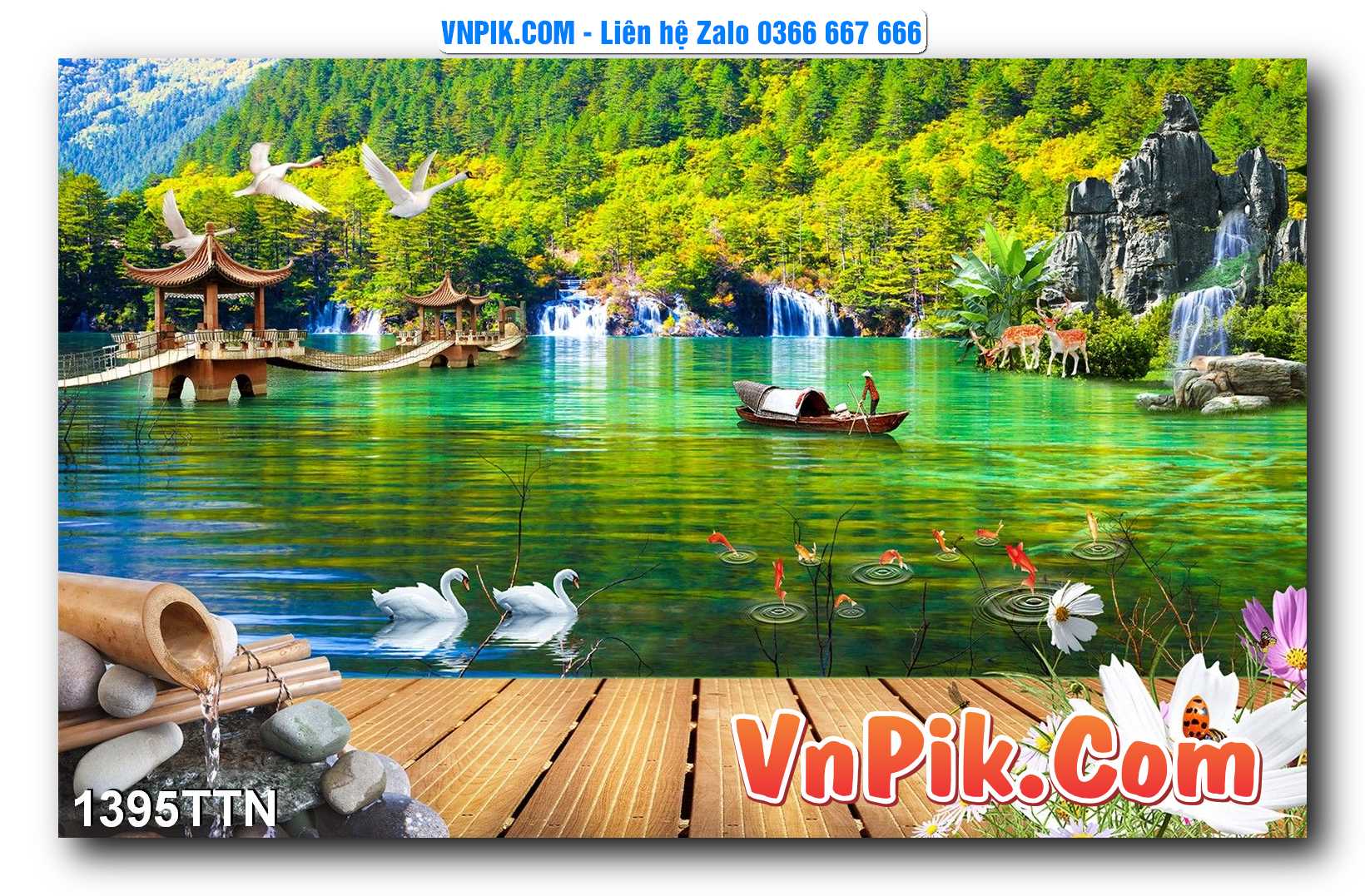 Tranh thác nước – Tranh phong thủy – Tranh treo tường mã 1395TTN