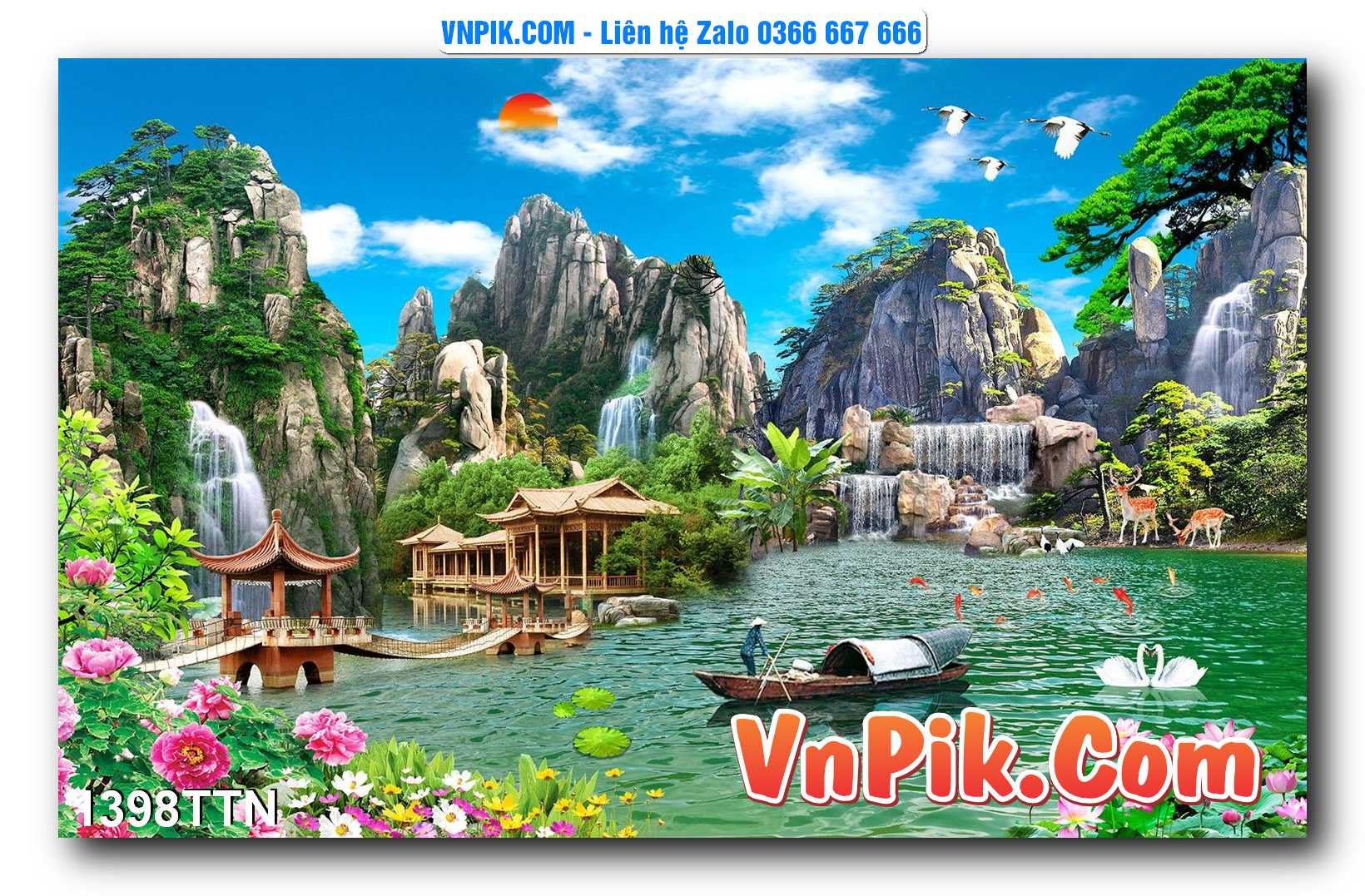 Tranh thác nước – Tranh phong thủy – Tranh treo tường mã 1398TTN