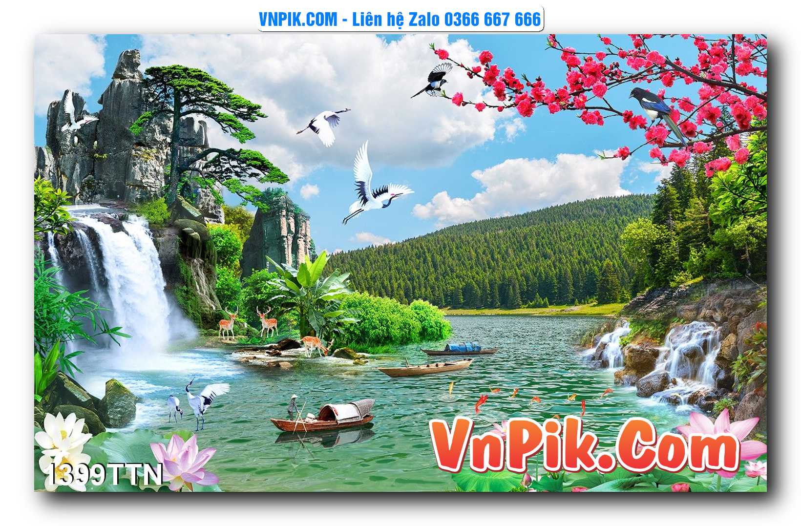 Tranh thác nước – Tranh phong thủy – Tranh treo tường mã 1399TTN