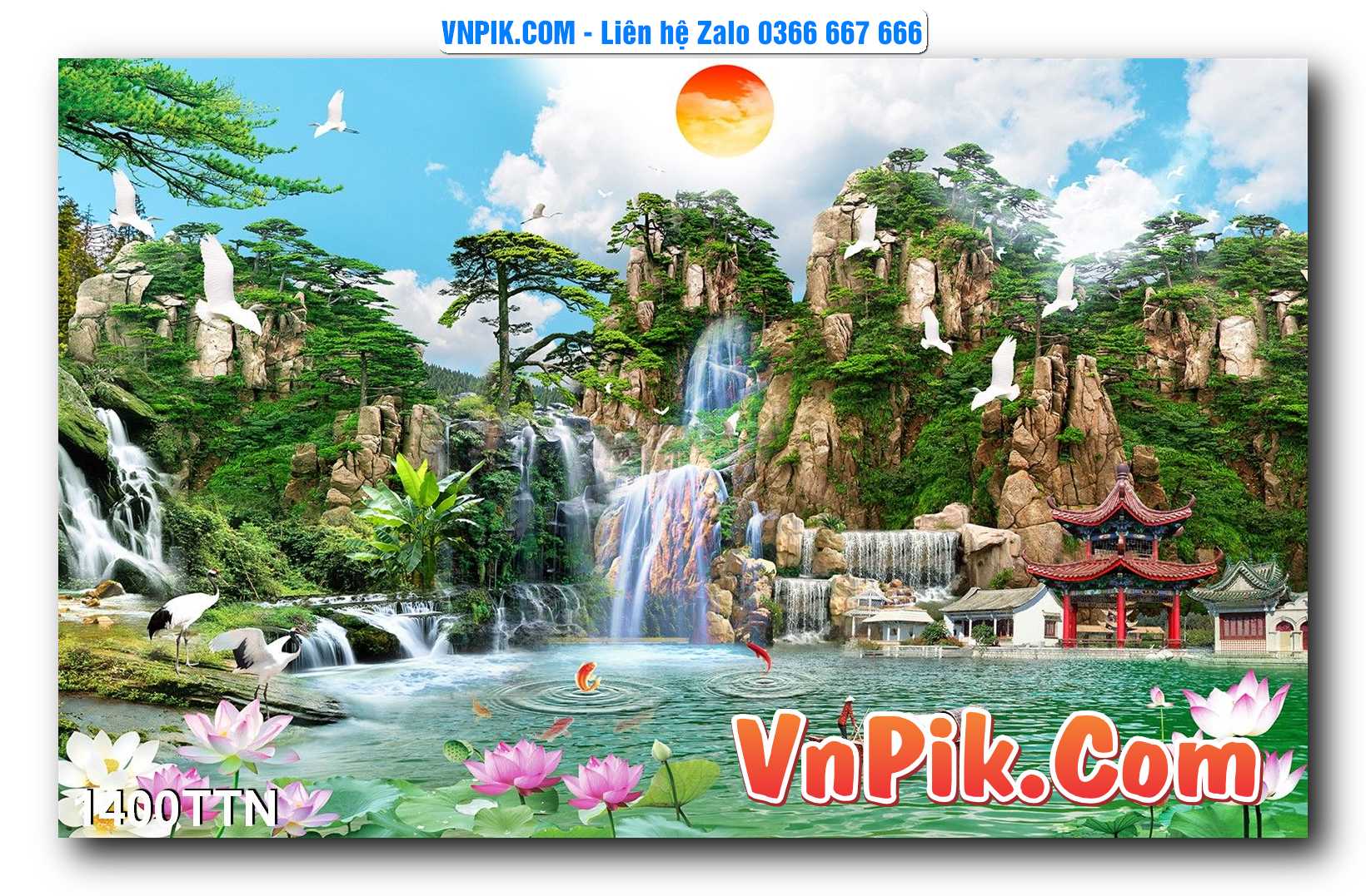 Tranh thác nước – Tranh phong thủy – Tranh treo tường mã 1400TTN
