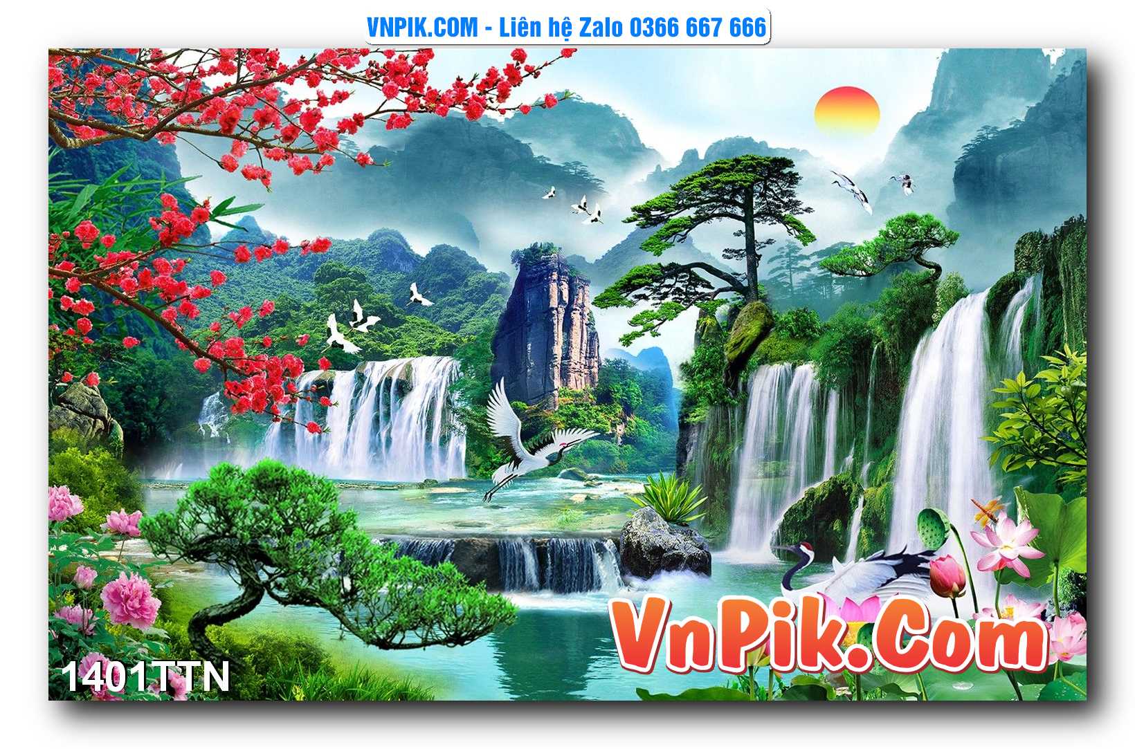 Tranh thác nước – Tranh phong thủy – Tranh treo tường mã 1401TTN