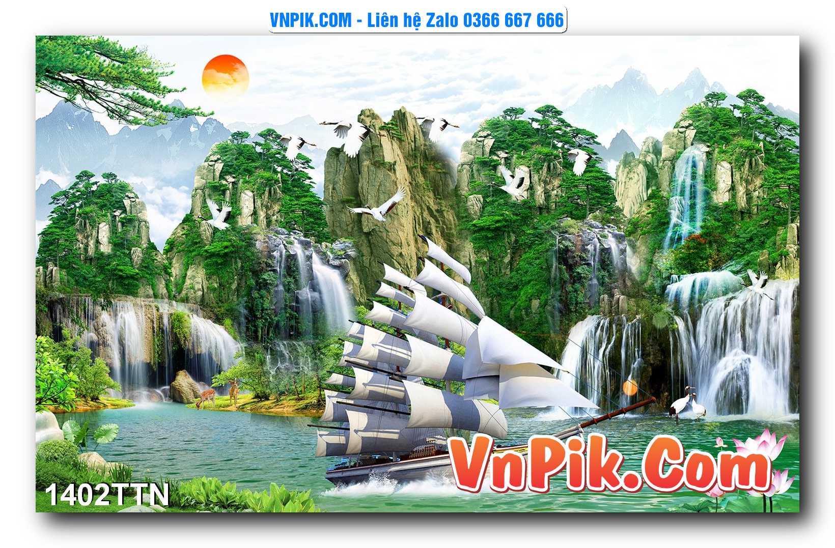 Tranh thác nước – Tranh phong thủy – Tranh treo tường mã 1402TTN