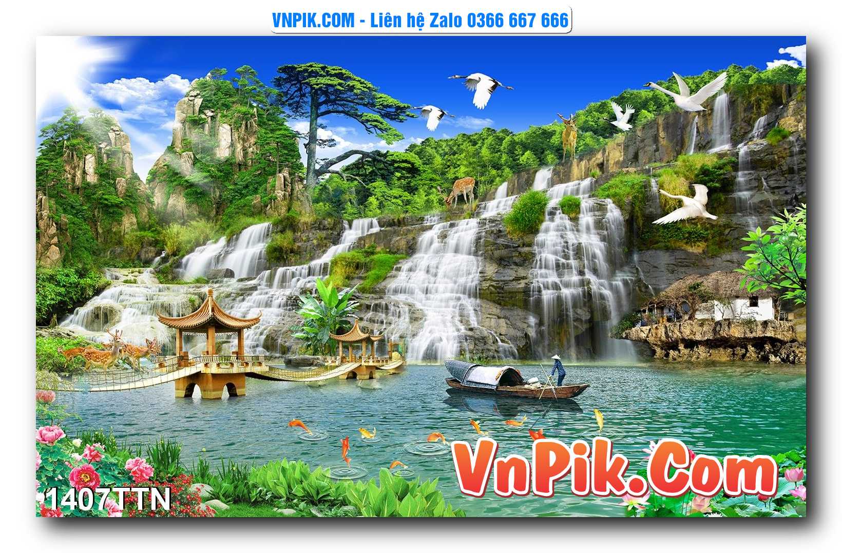 Tranh thác nước – Tranh phong thủy – Tranh treo tường mã 1407TTN