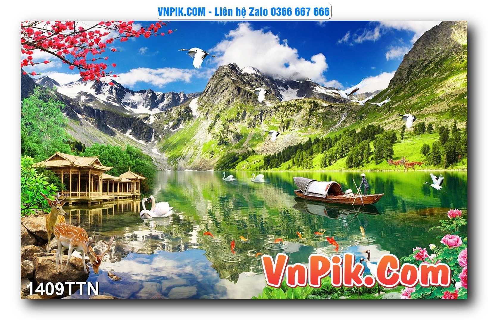 Tranh thác nước – Tranh phong thủy – Tranh treo tường mã 1409TTN