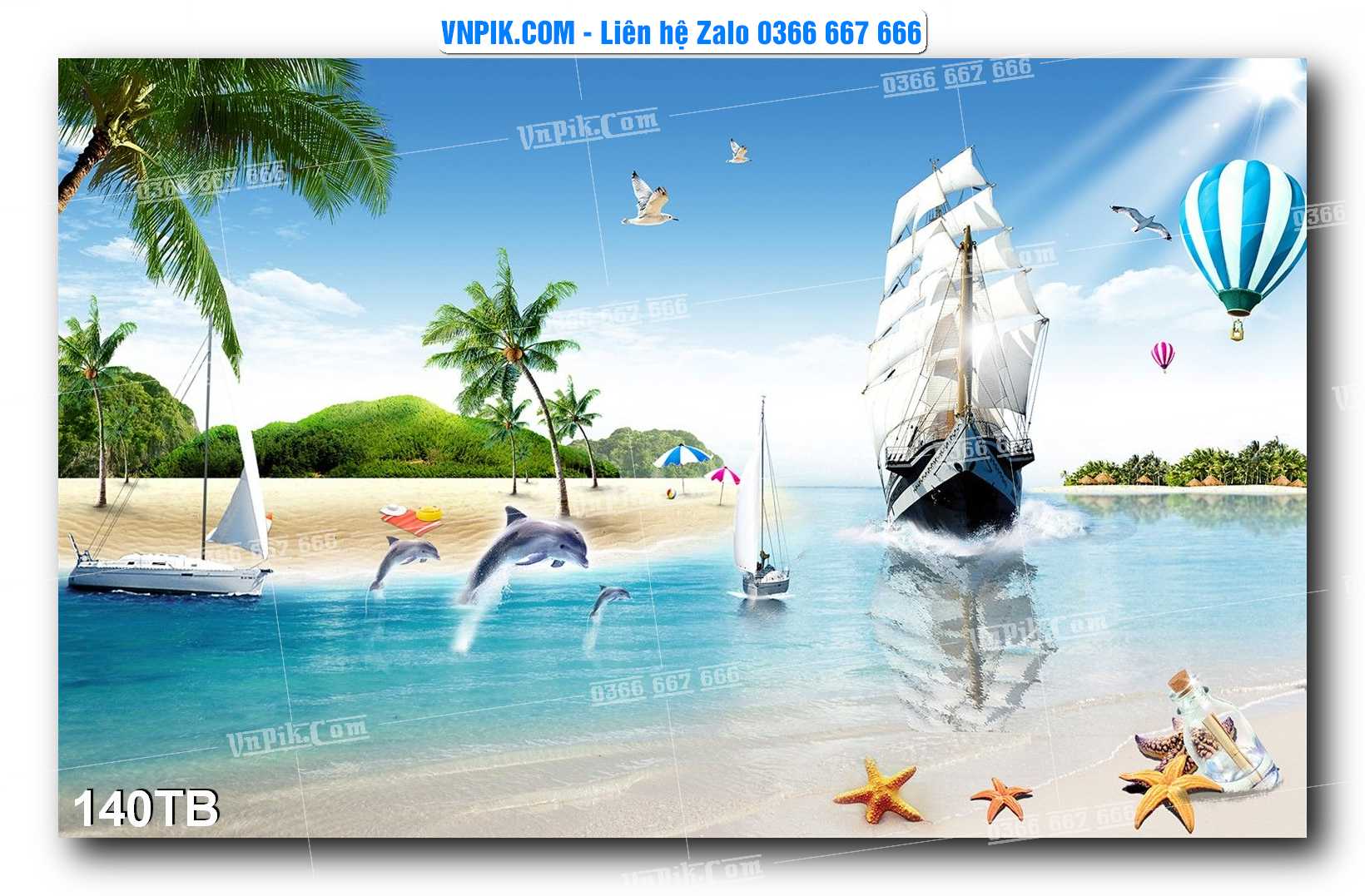 Tranh thuận buồm xuôi gió file PSD mẫu 140TB