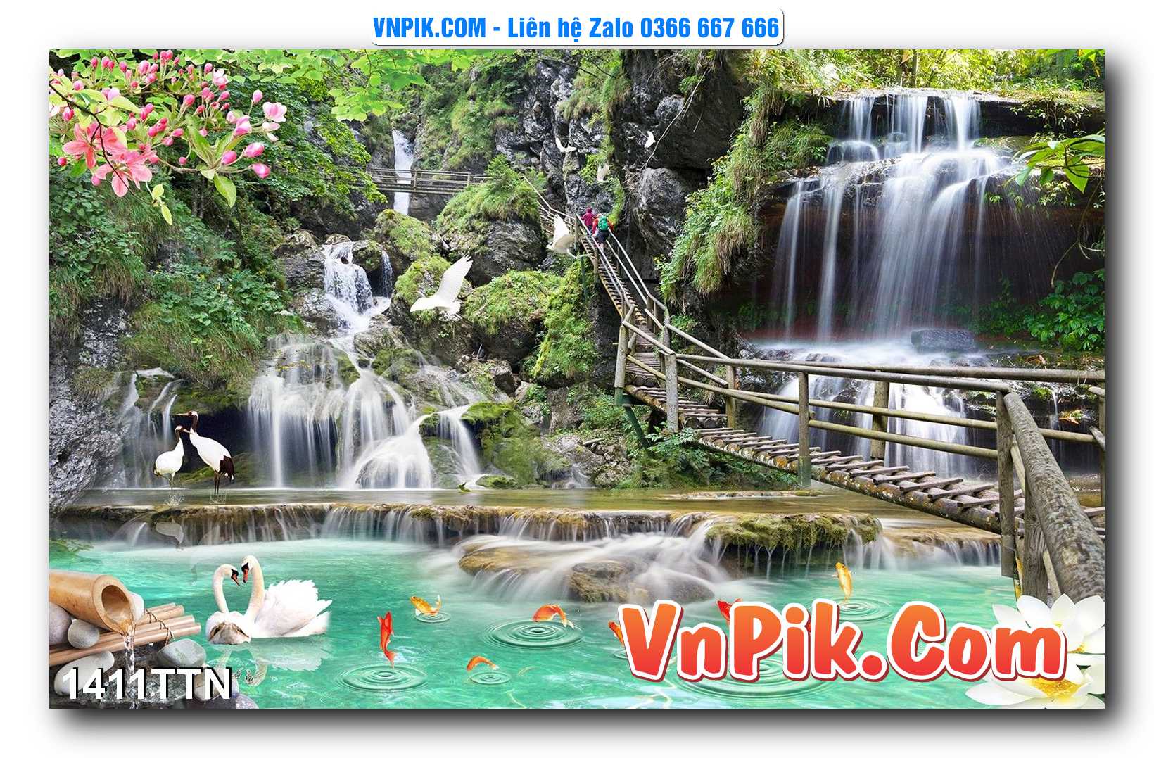 Tranh thác nước – Tranh phong thủy – Tranh treo tường mã 1411TTN