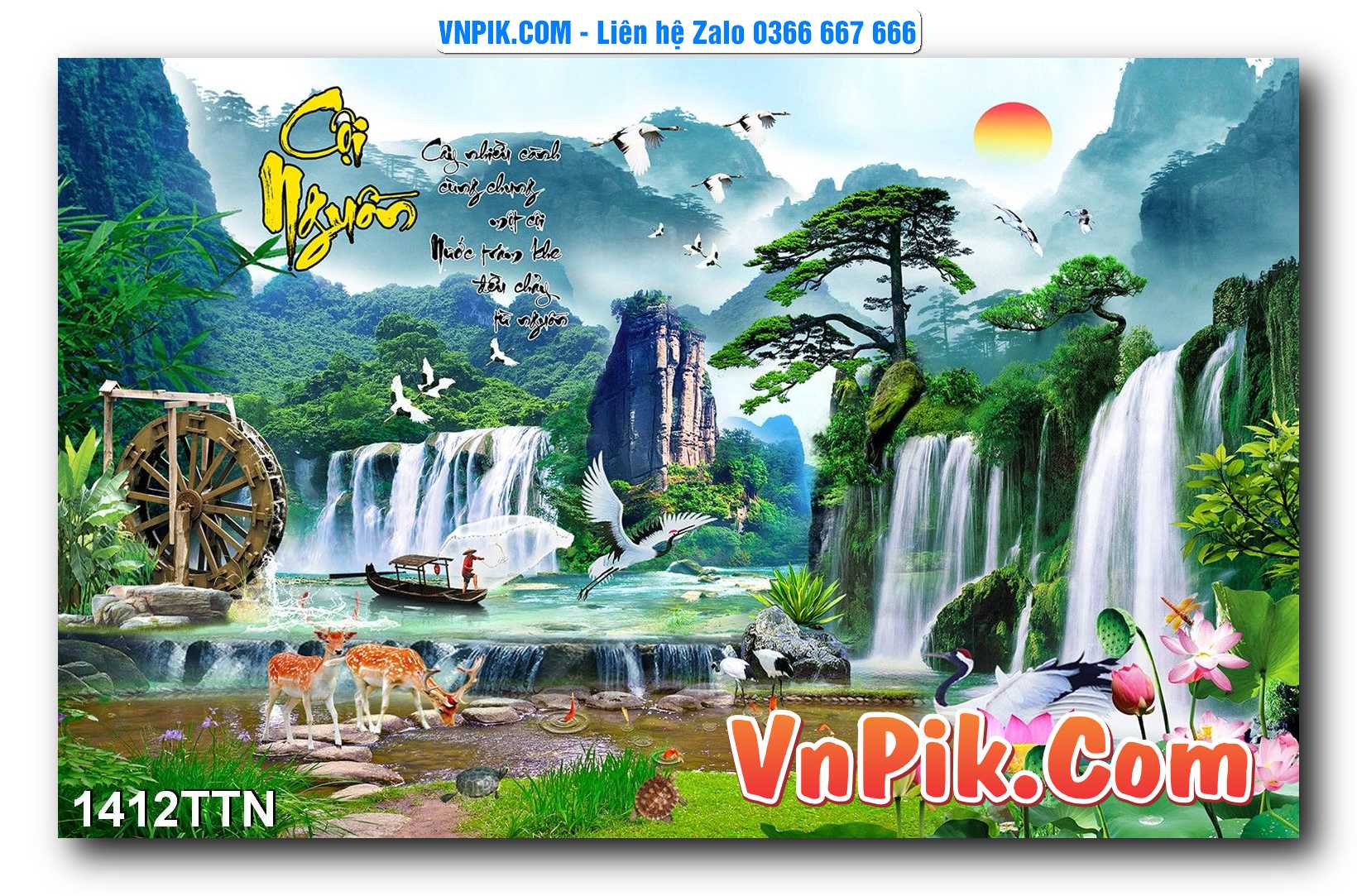 Tranh thác nước – Tranh phong thủy – Tranh treo tường mã 1412TTN