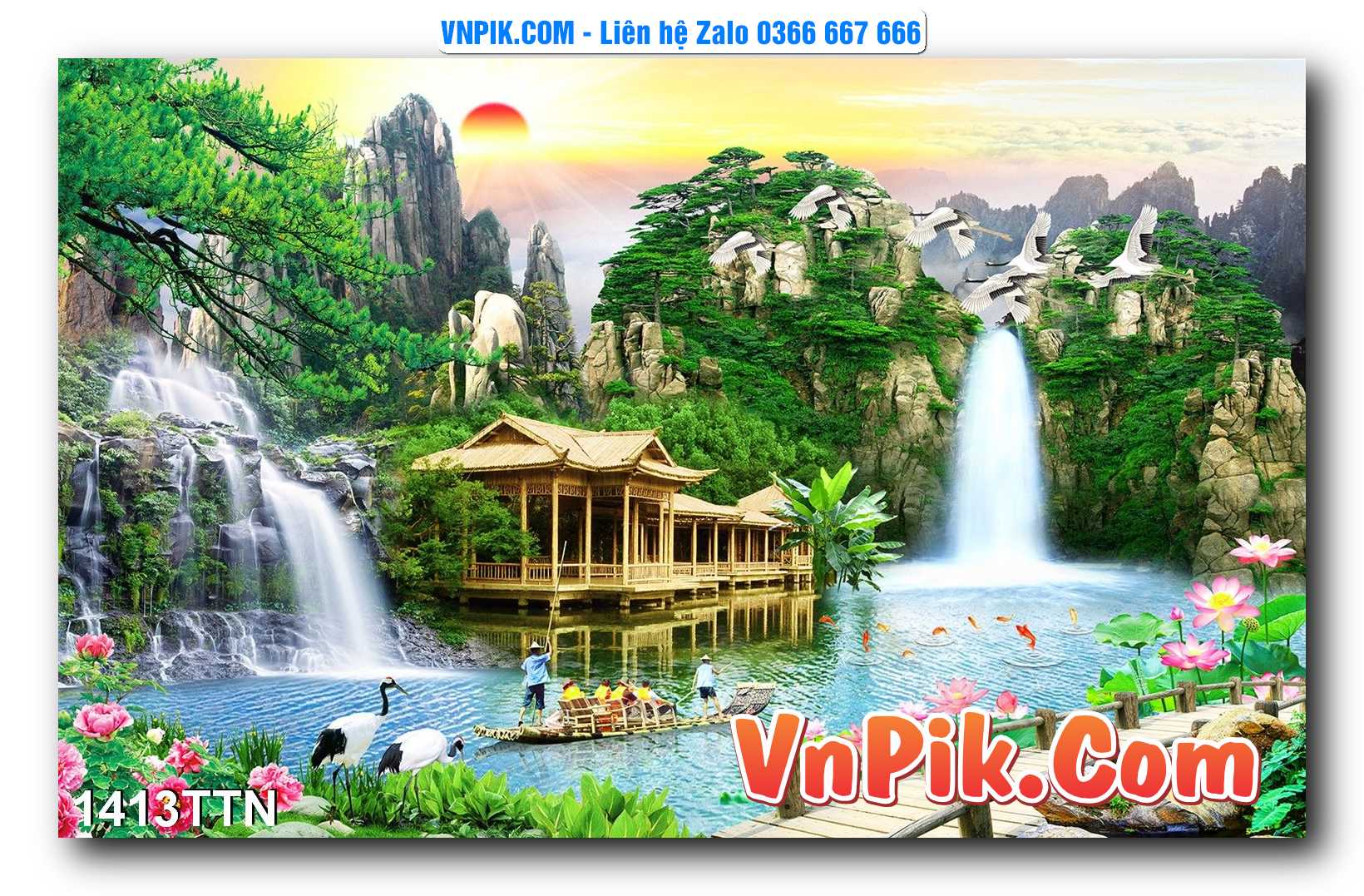 Tranh thác nước – Tranh phong thủy – Tranh treo tường mã 1413TTN