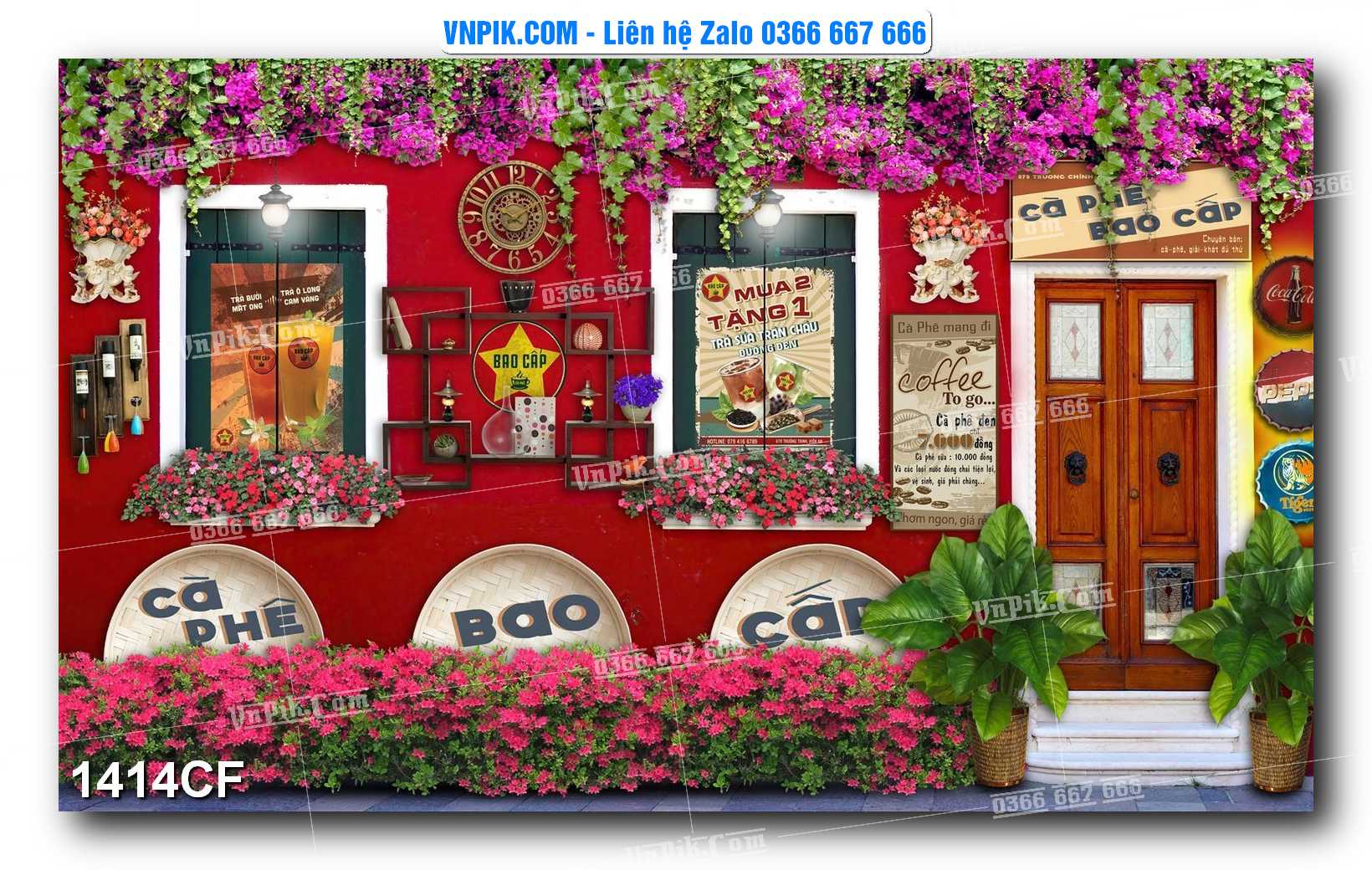 Tranh tường trang trí quán cà phê – trà chanh – trà sữa mã 1414CF