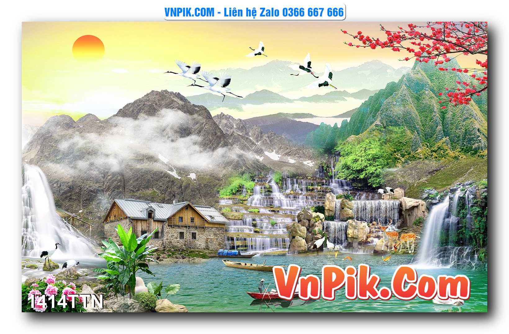 Tranh thác nước – Tranh phong thủy – Tranh treo tường mã 1414TTN