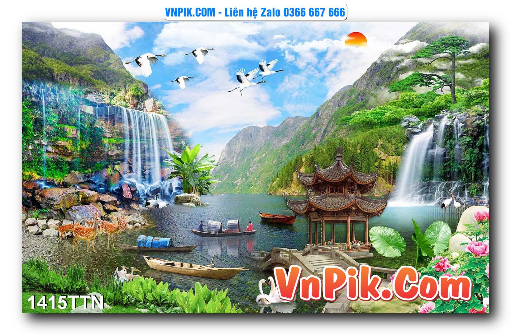 Tranh thác nước – Tranh phong thủy – Tranh treo tường mã 1415TTN