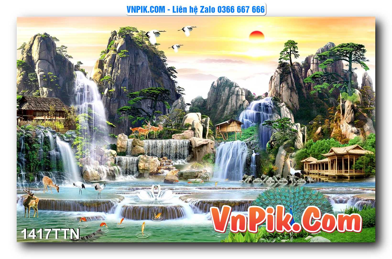Tranh thác nước – Tranh phong thủy – Tranh treo tường mã 1417TTN
