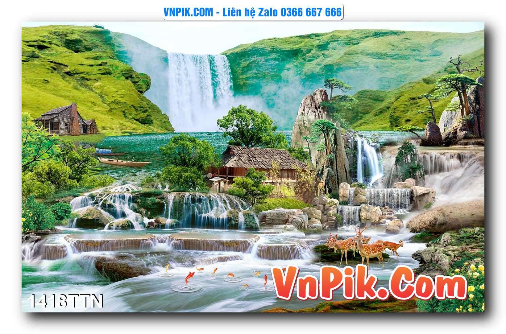 Tranh thác nước – Tranh phong thủy – Tranh treo tường mã 1418TTN
