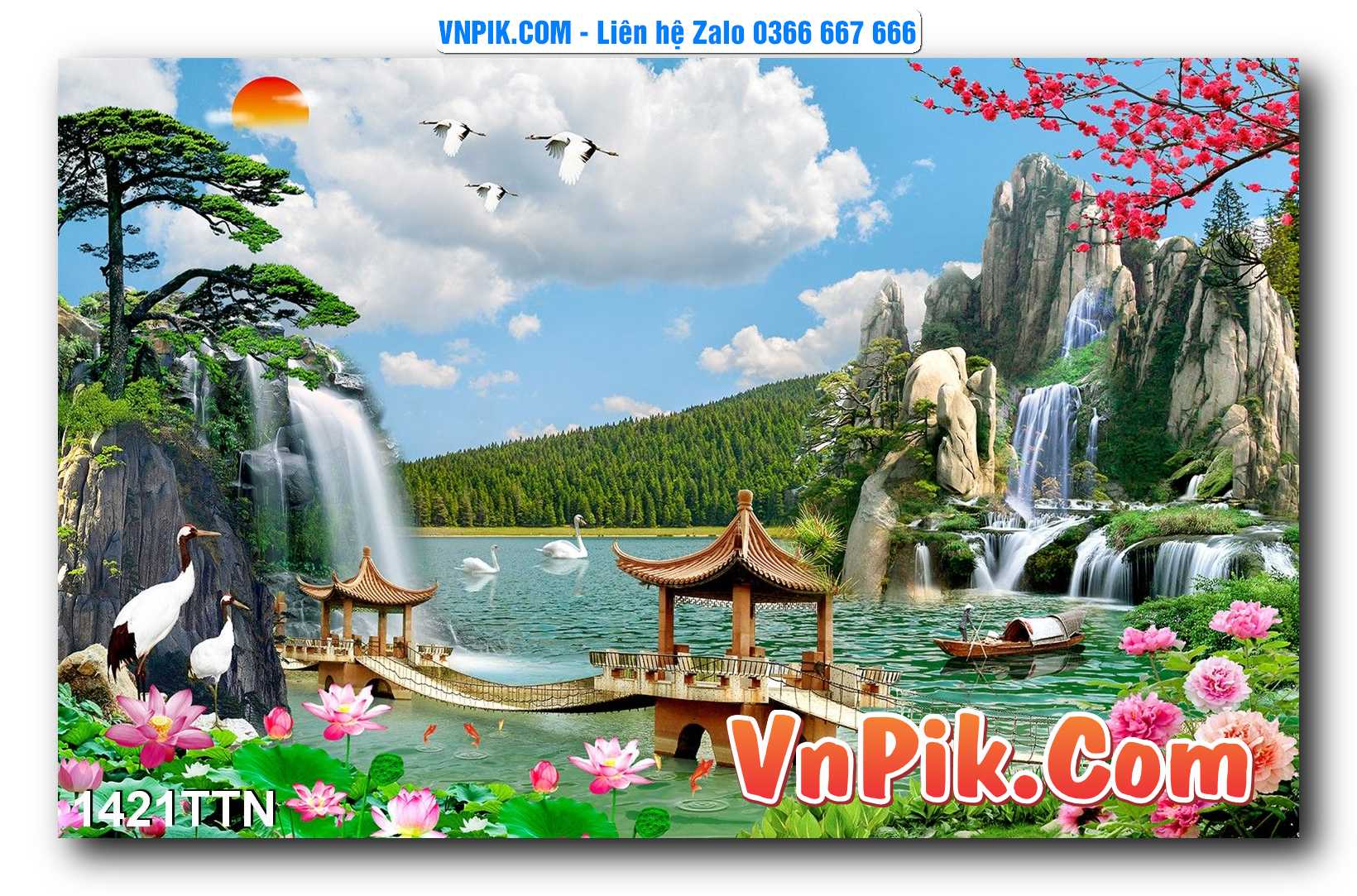 Tranh thác nước – Tranh phong thủy – Tranh treo tường mã 1421TTN