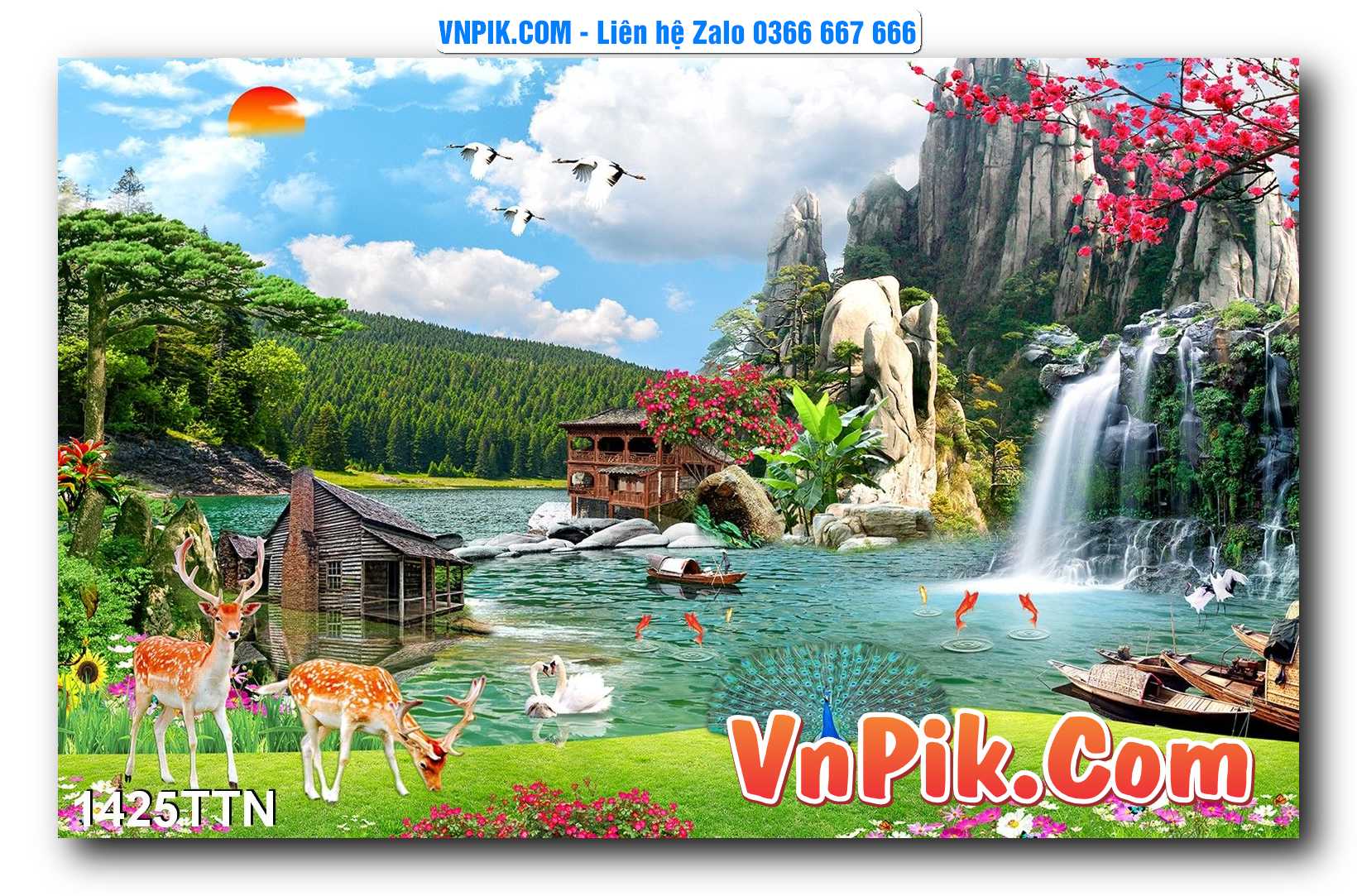 Tranh thác nước – Tranh phong thủy – Tranh treo tường mã 1425TTN