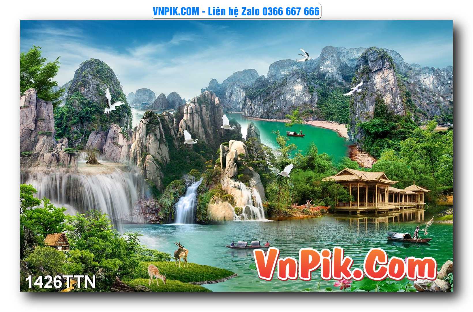 Tranh thác nước – Tranh phong thủy – Tranh treo tường mã 1426TTN