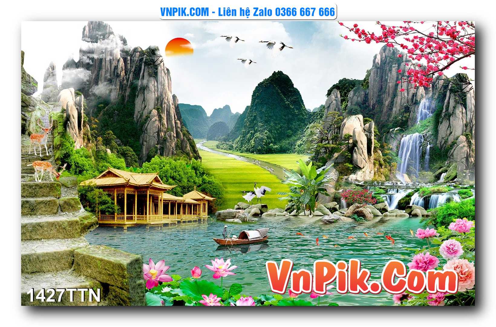 Tranh thác nước – Tranh phong thủy – Tranh treo tường mã 1427TTN