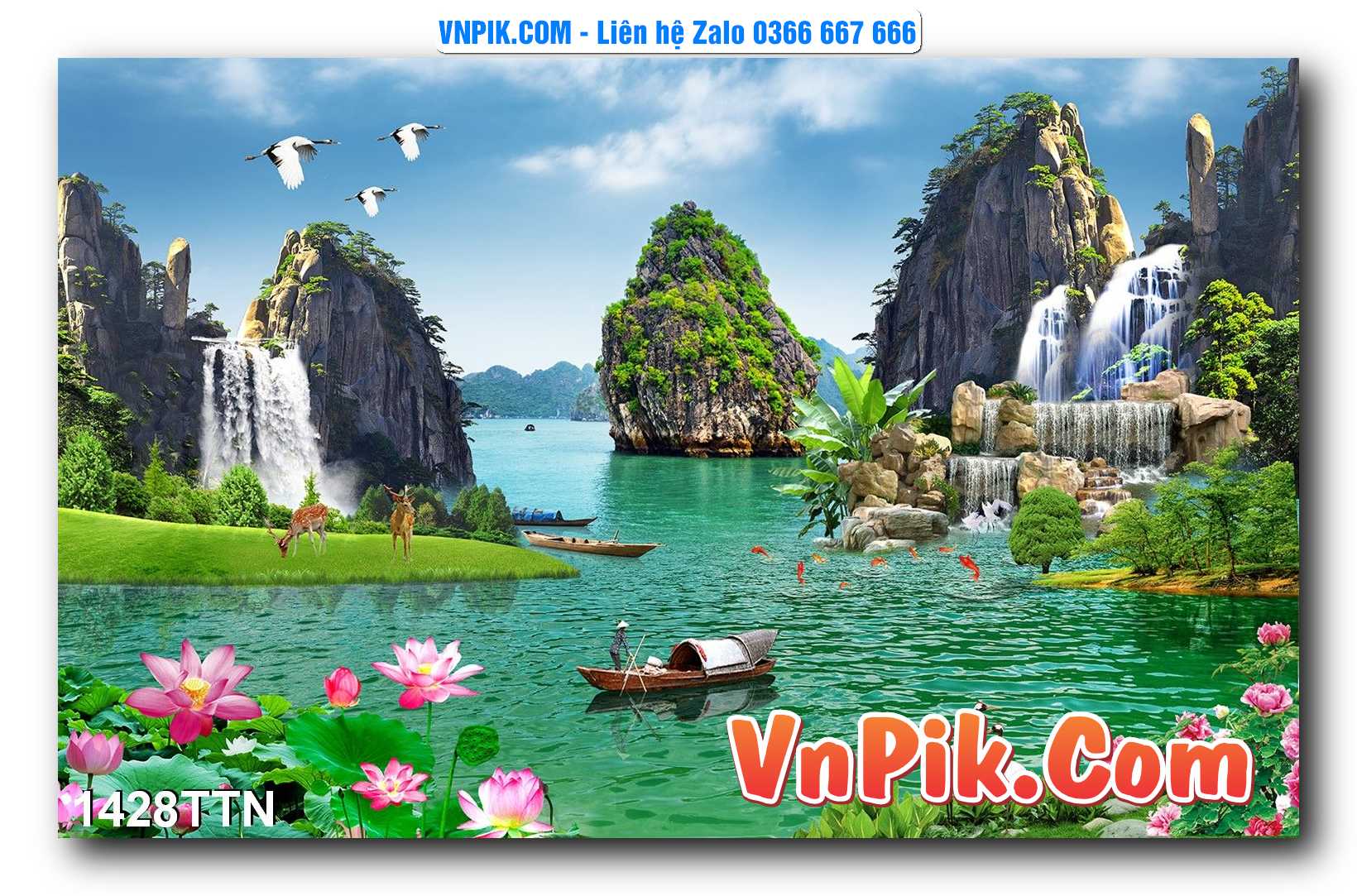 Tranh thác nước – Tranh phong thủy – Tranh treo tường mã 1428TTN