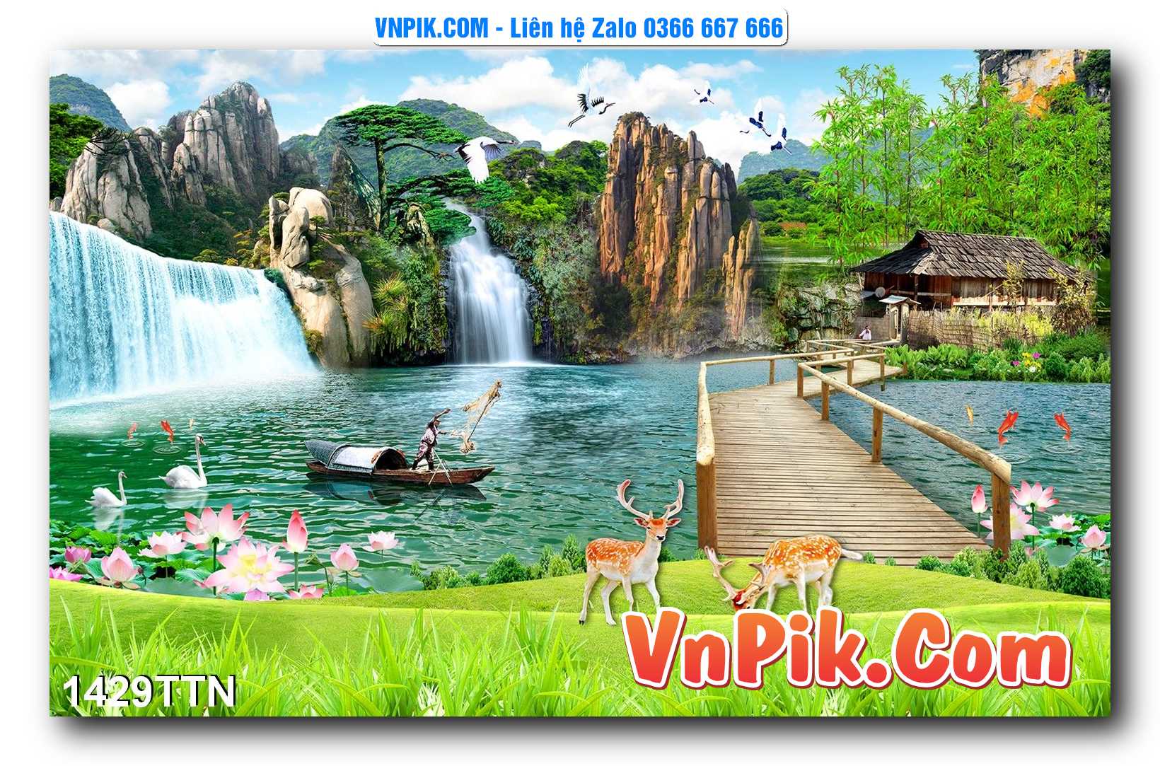 Tranh thác nước – Tranh phong thủy – Tranh treo tường mã 1429TTN