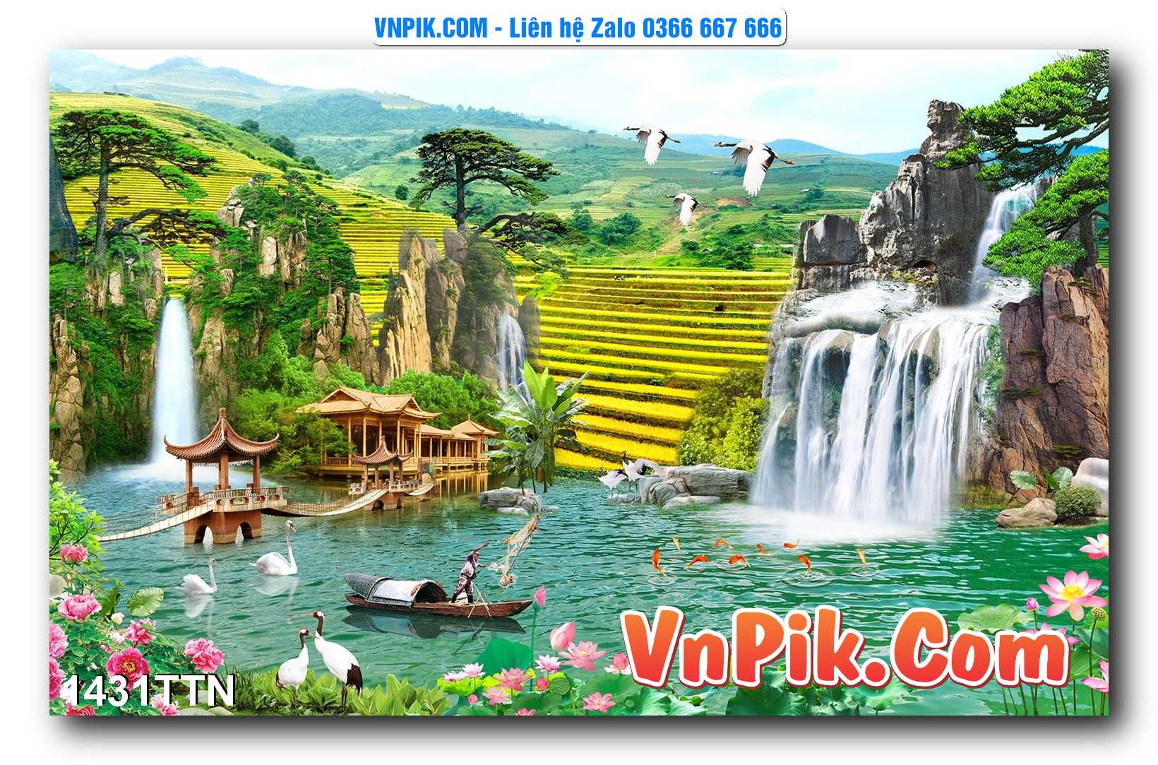 Tranh thác nước – Tranh phong thủy – Tranh treo tường mã 1431TTN
