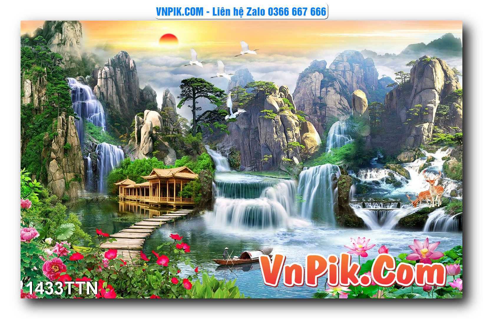 Tranh thác nước – Tranh phong thủy – Tranh treo tường mã 1433TTN