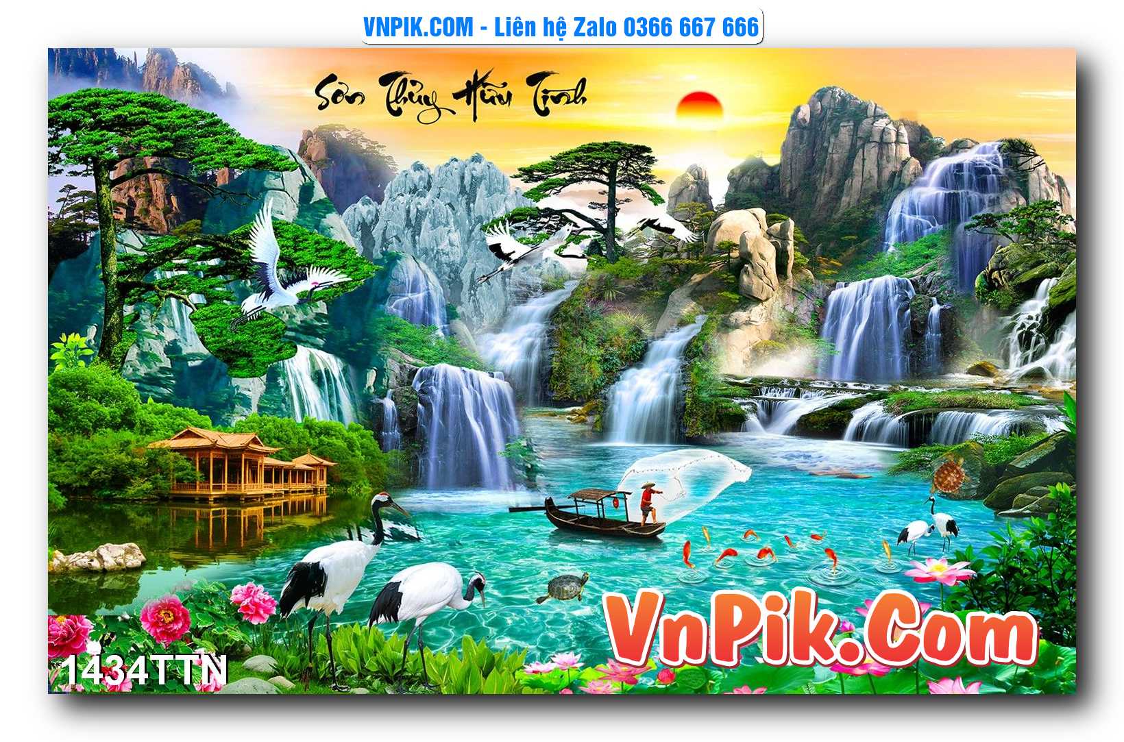 Tranh thác nước – Tranh phong thủy – Tranh treo tường mã 1434TTN
