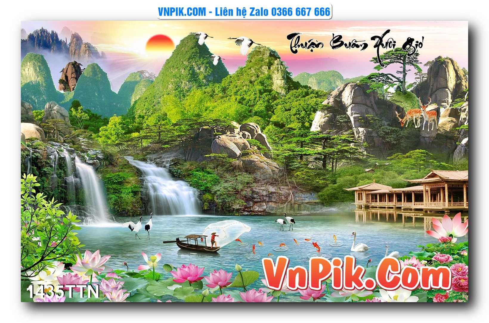 Tranh thác nước – Tranh phong thủy – Tranh treo tường mã 1435TTN